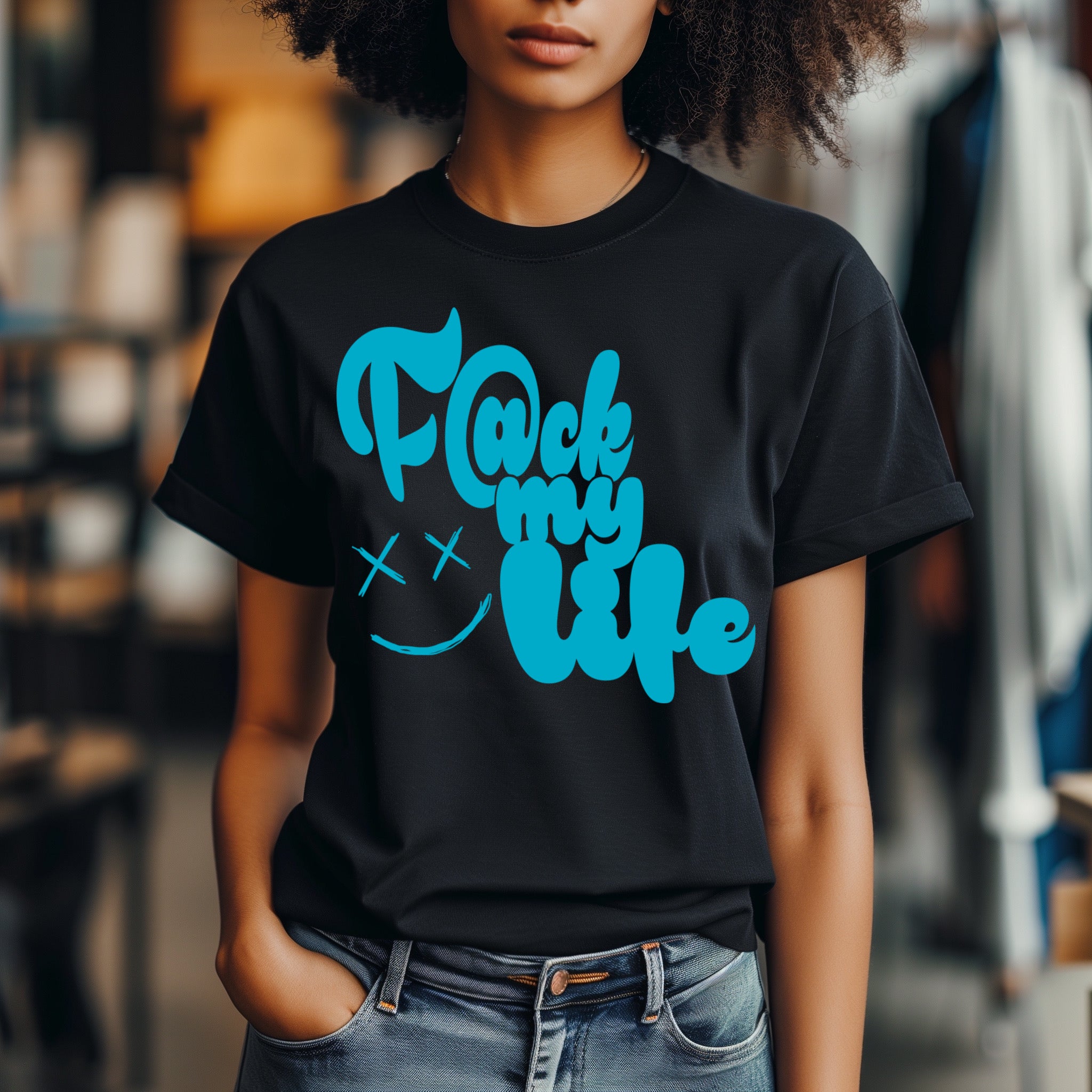 ZarahSkull Shirt BLACK "F@ck my life“