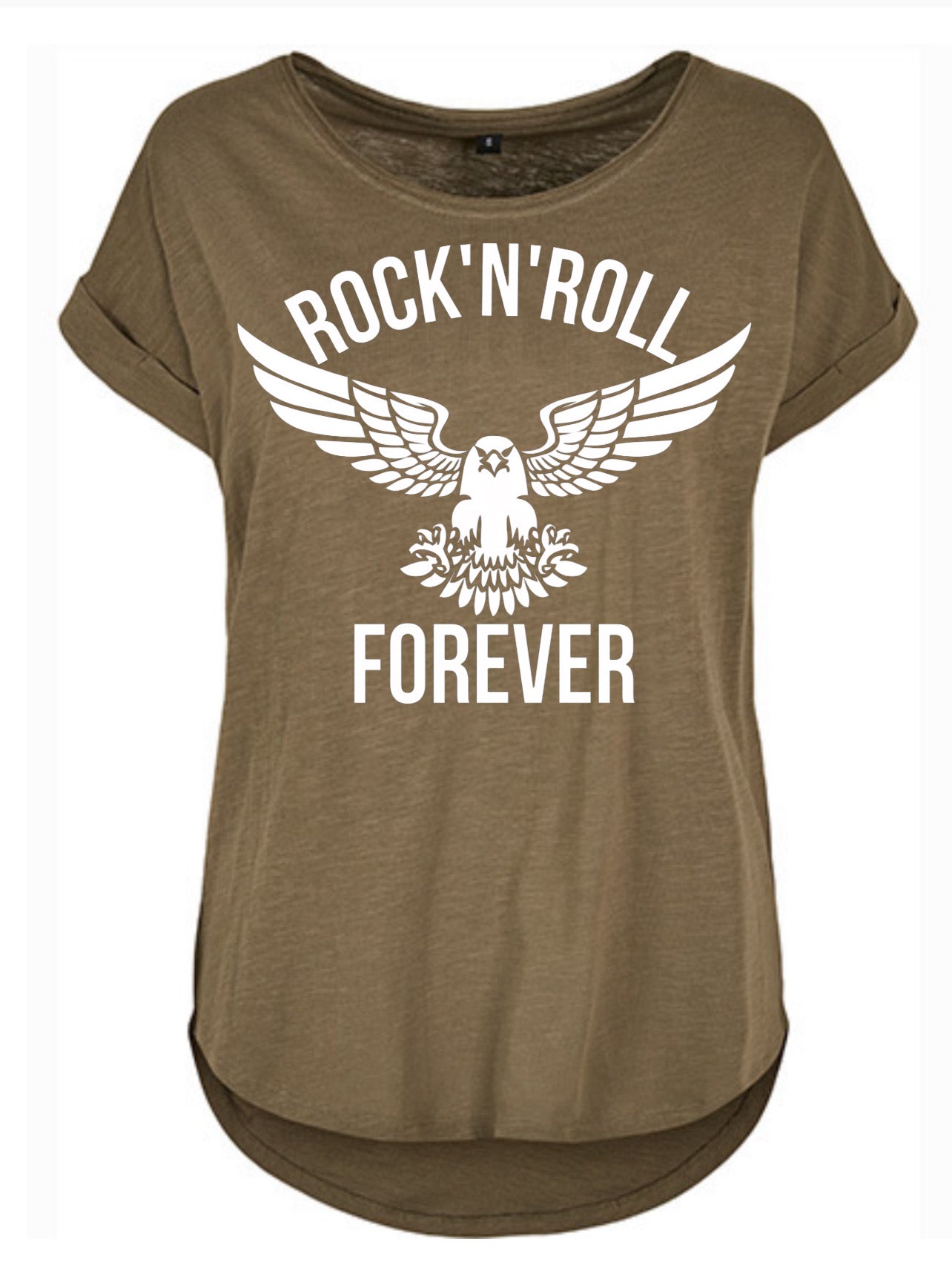 "ZarahSkull" Slub Tee OLIVE "Rock'n'Roll"