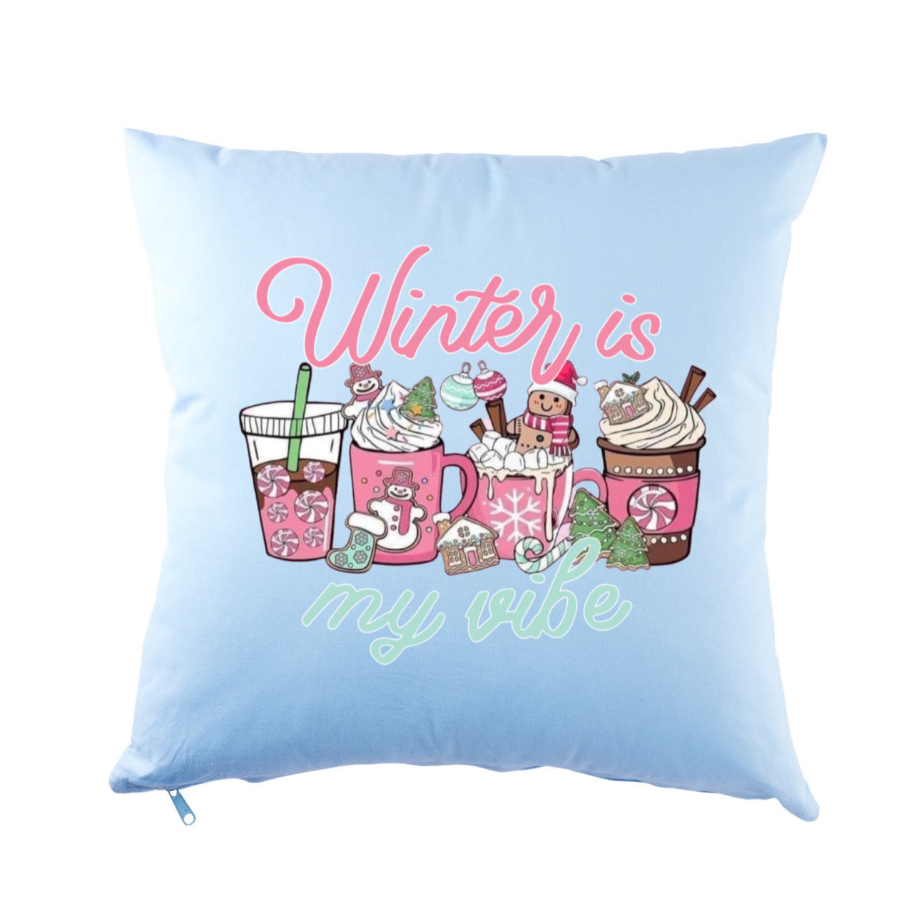„ZarahSkull"- Kissenbezug sky blue "winter is my vibe"