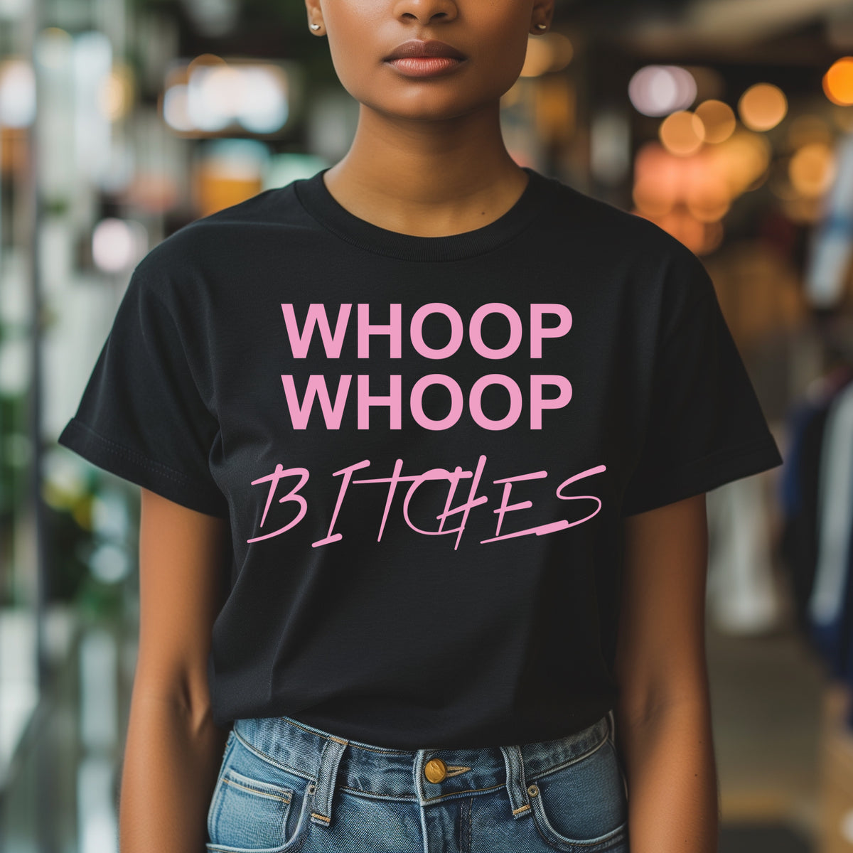 Shirt BLACK "WHOOP WHOOP BITCHES"