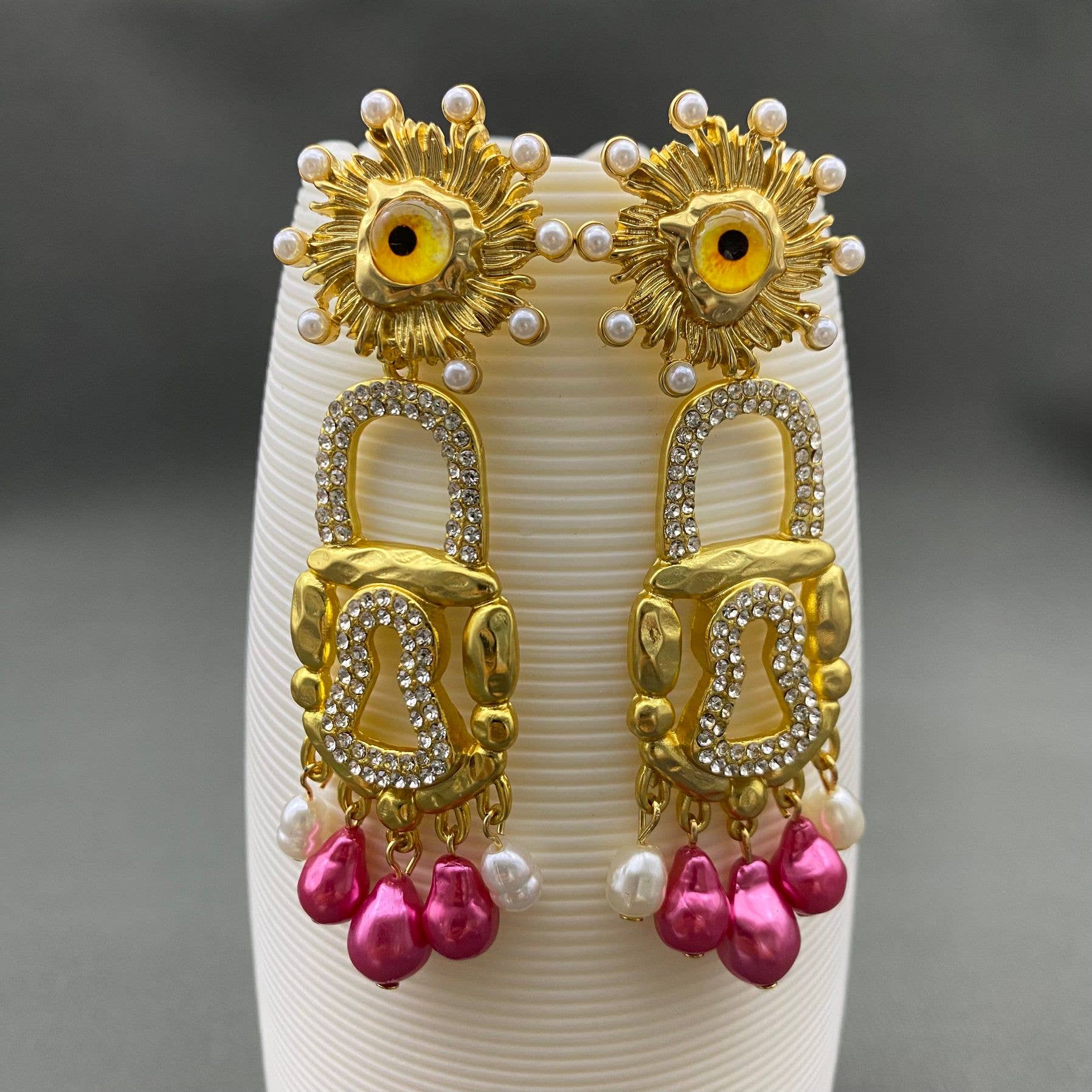 Vintage Strass-Schlüsselloch-Hängeaugen-Steckerohrringe