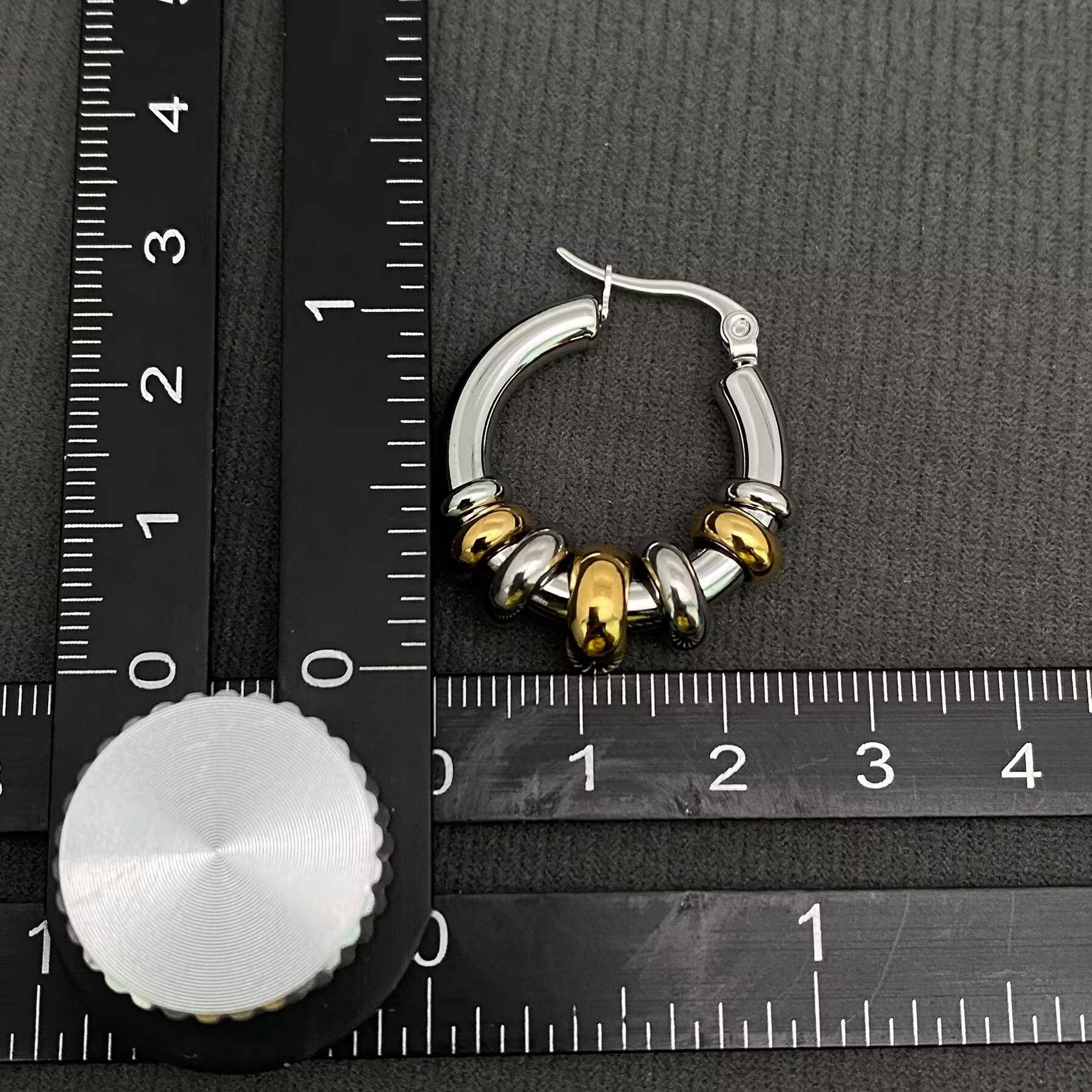 Zweifarbige 18K vergoldete Edelstahl Creolen