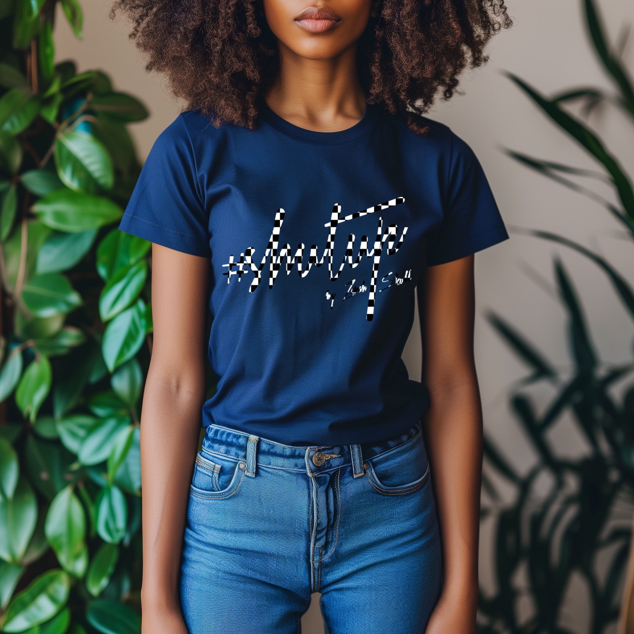 "ZarahSkull" shirt NAVY "shutup"