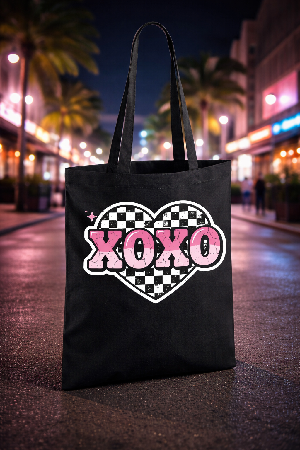 ZarahSkull Baumwolltasche black "XOXO checkered"