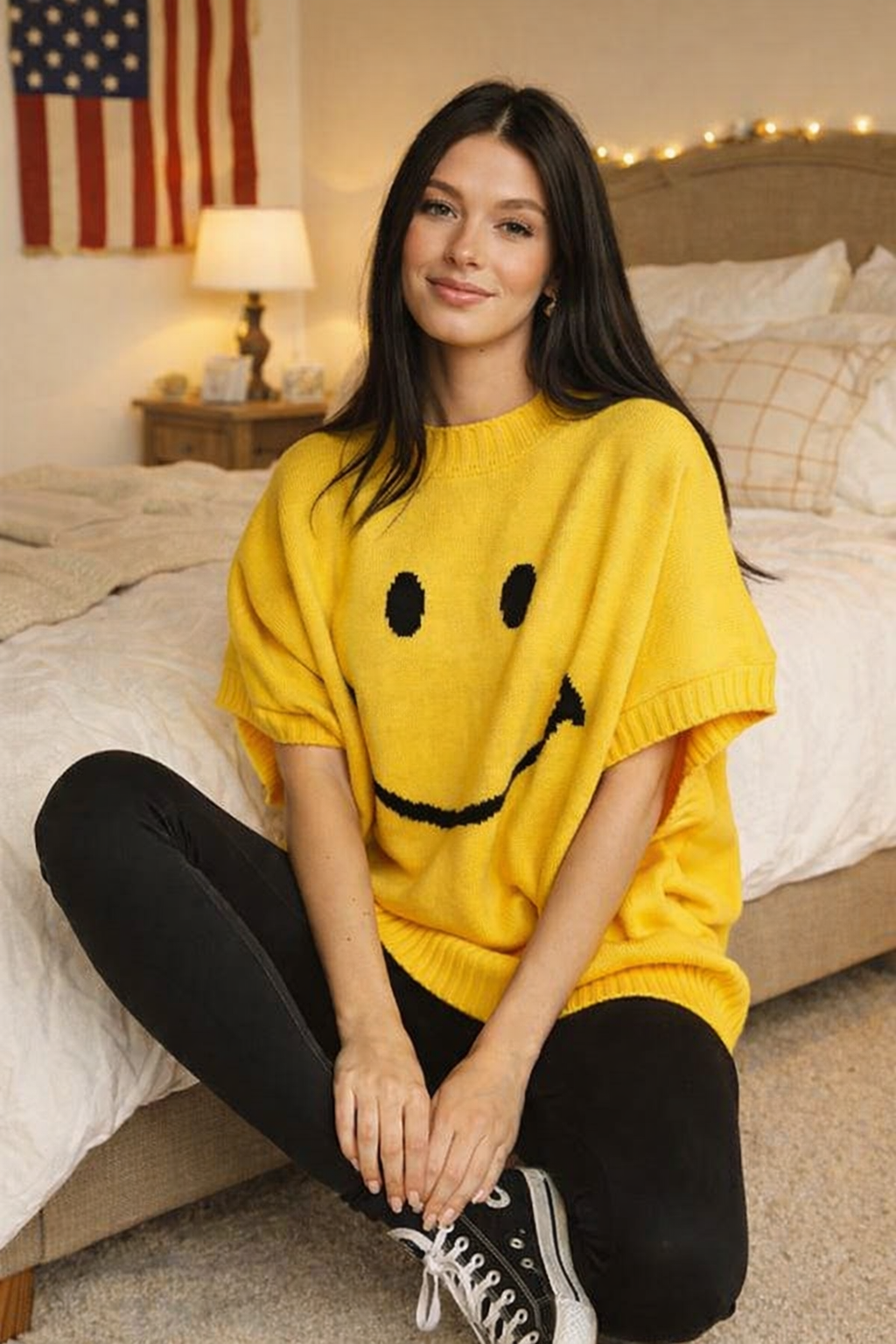 Oversized Smiley Pullunder GELB