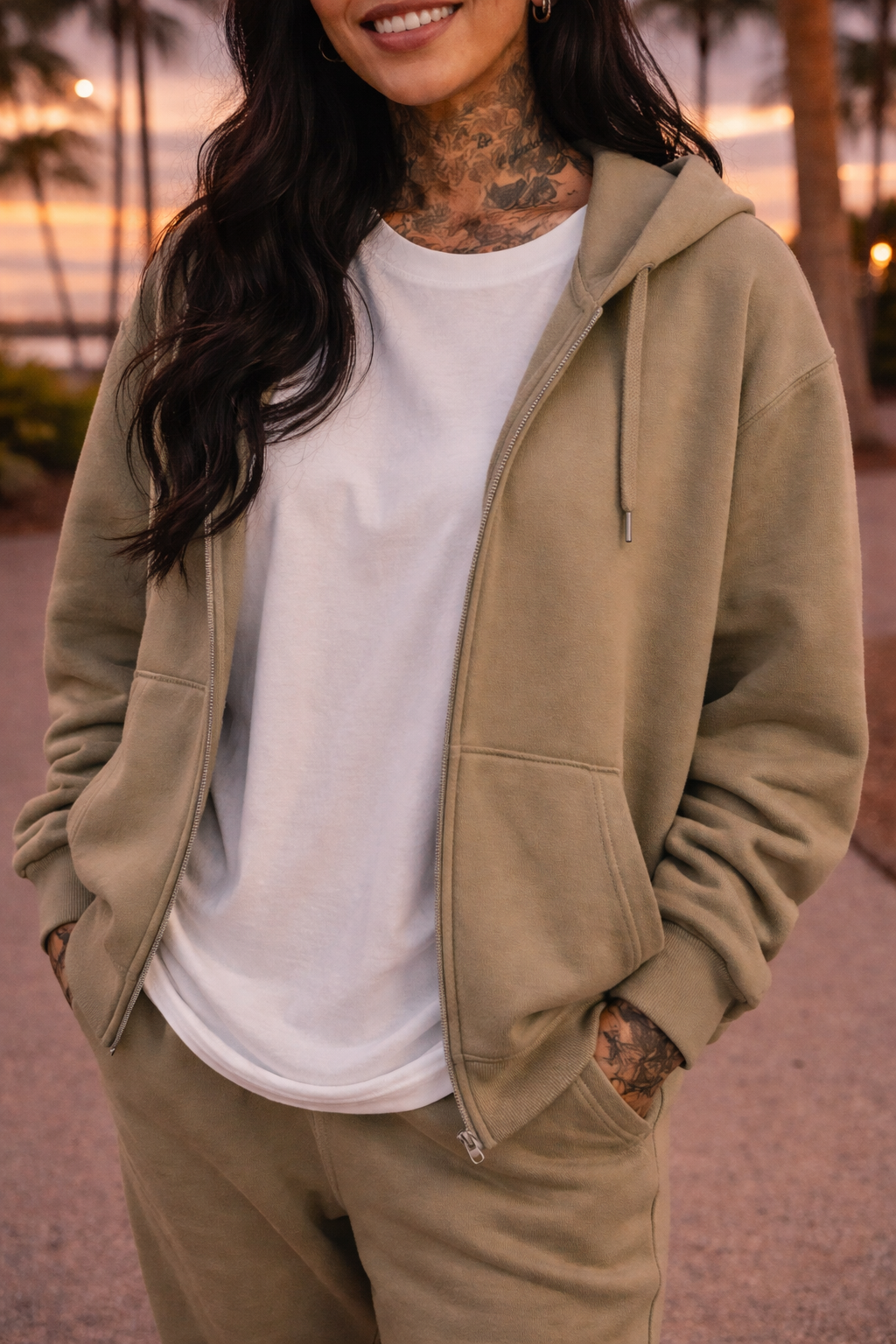 ZarahSkull" Sweatjacke olive