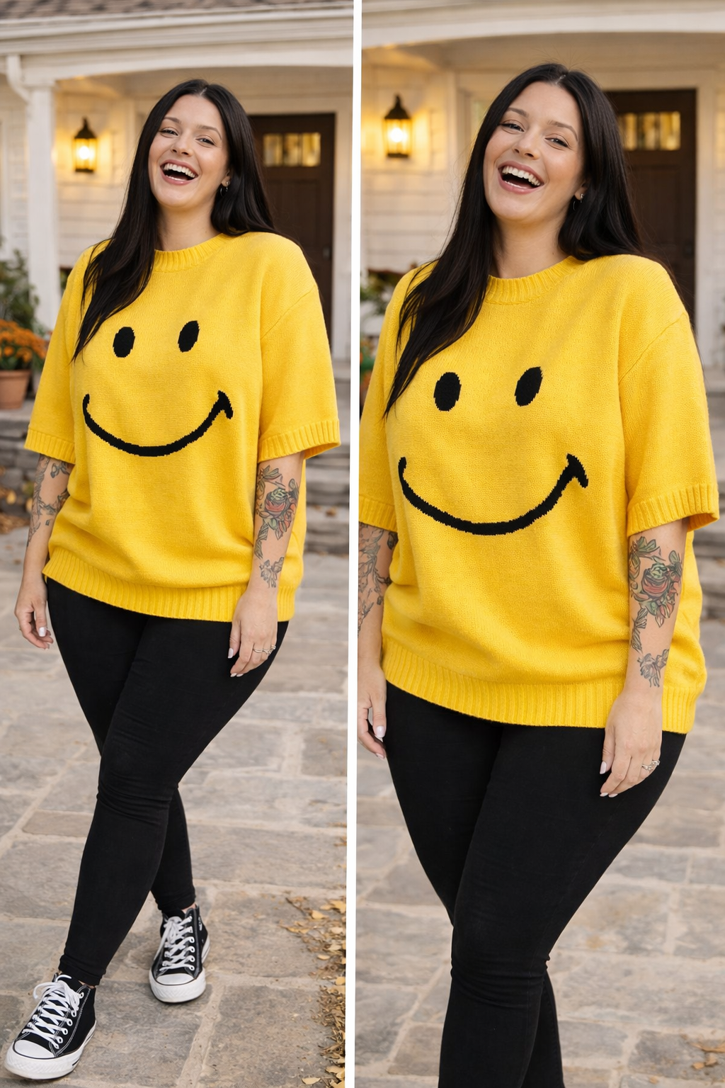Oversized Smiley Pullunder GELB