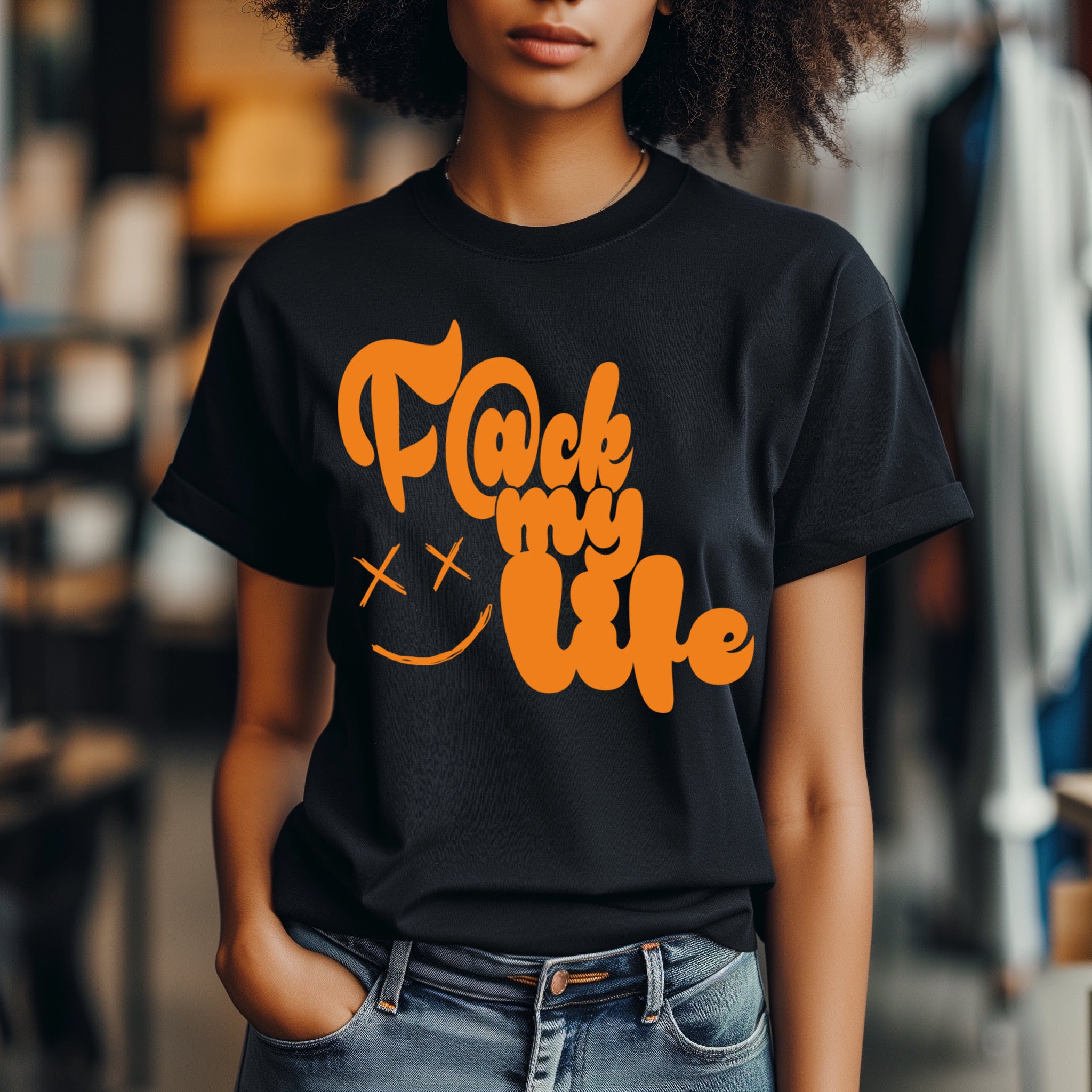 ZarahSkull Shirt BLACK "F@ck my life“