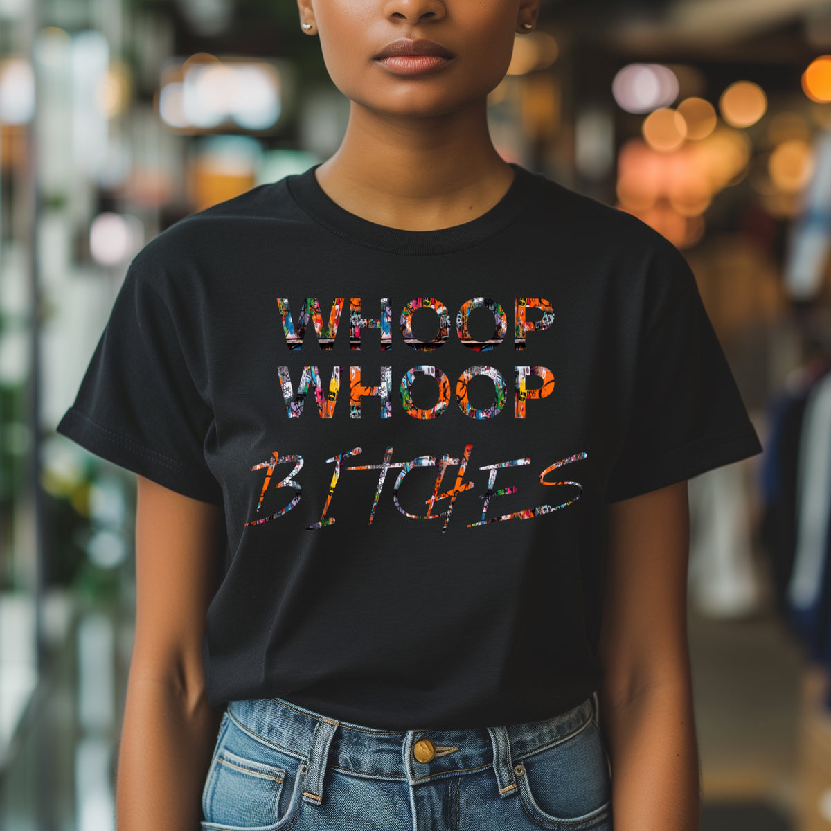 Shirt BLACK "WHOOP WHOOP BITCHES"