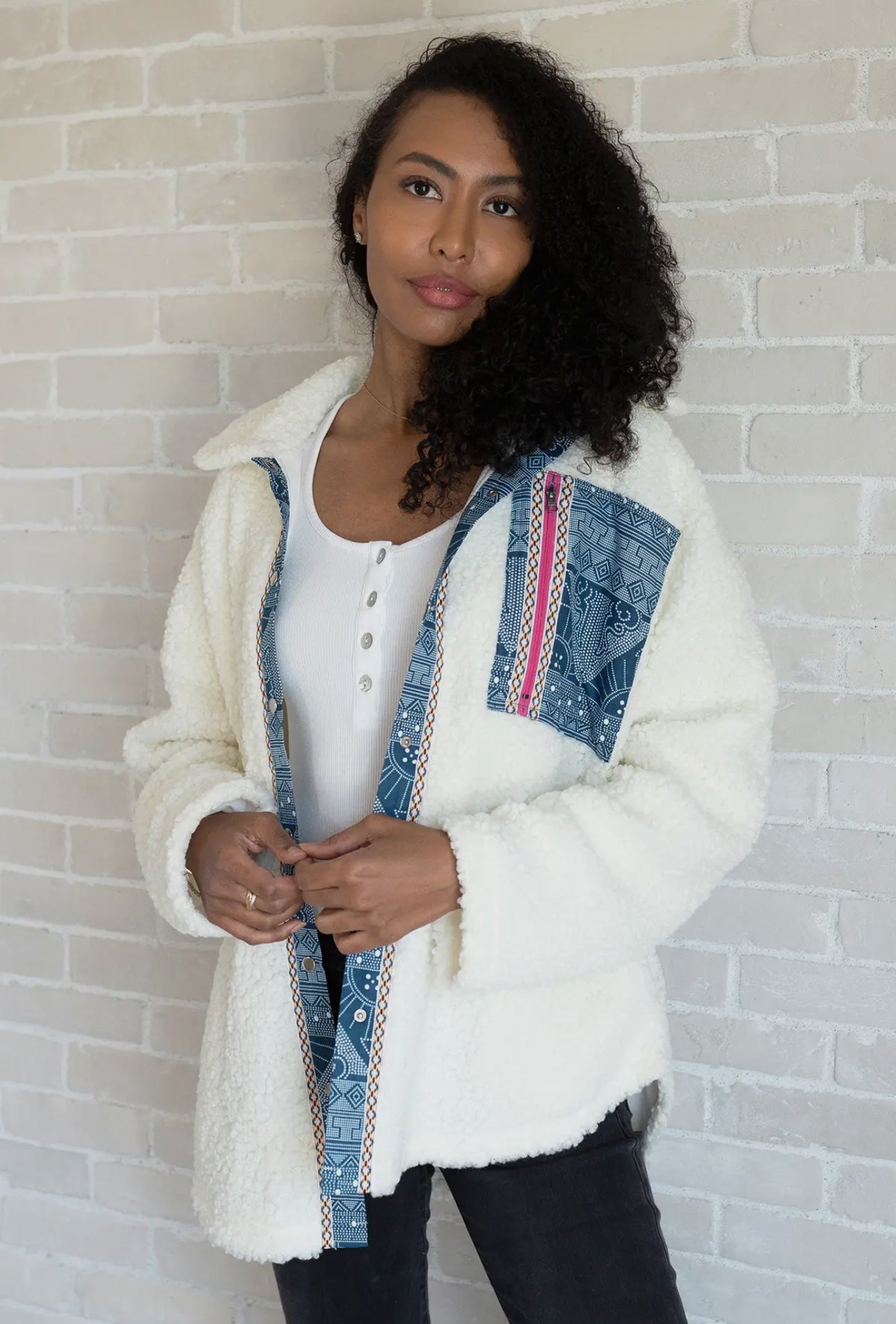 ZarahSkull light Sherpa Jacke weiß