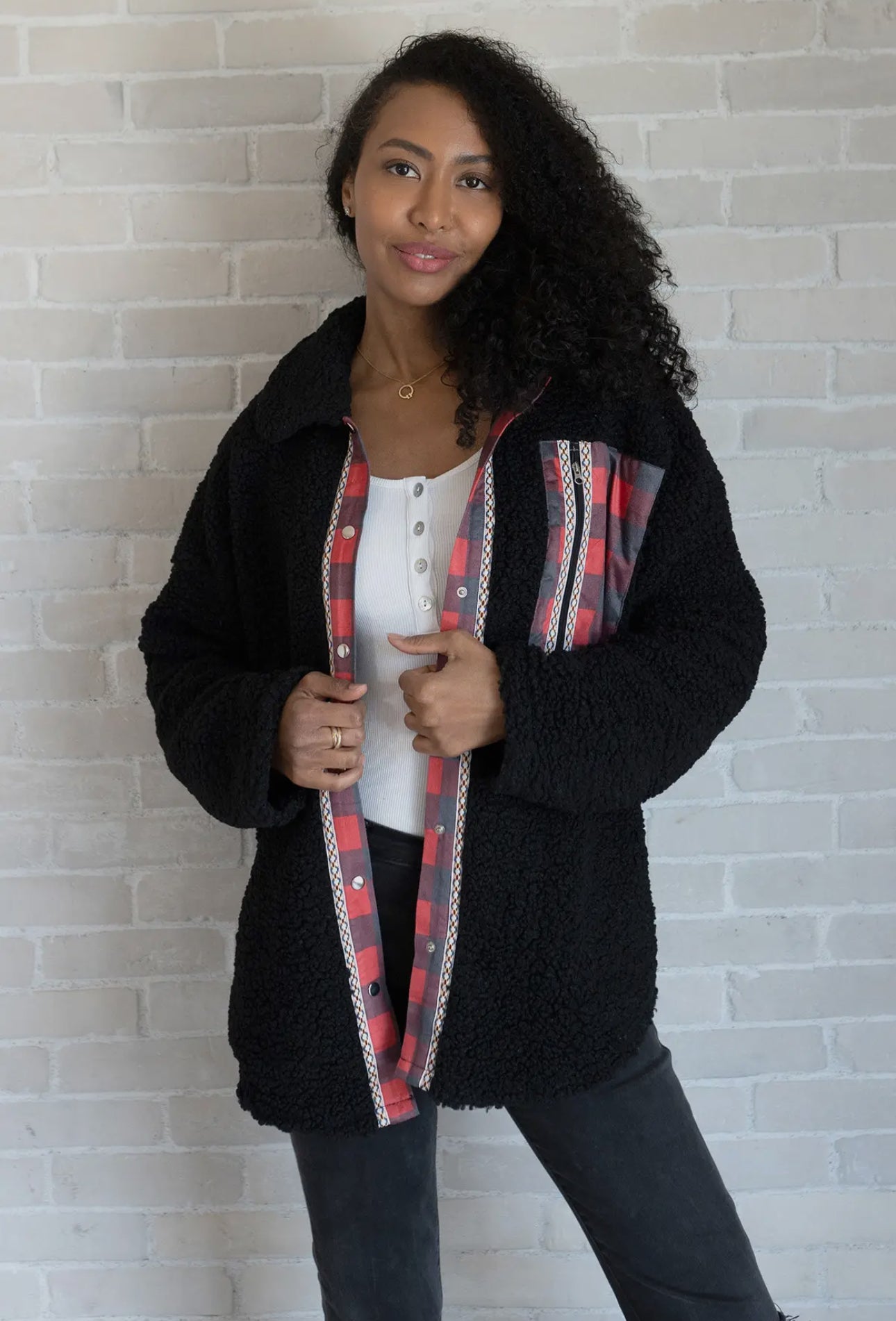 ZarahSkull light Sherpa Jacke schwarz