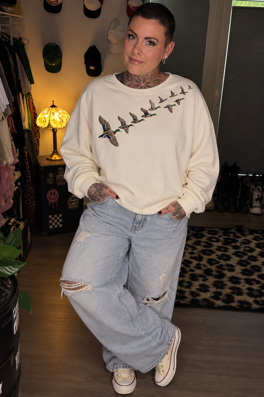 Premium Sweater white Sand „Ducks“
