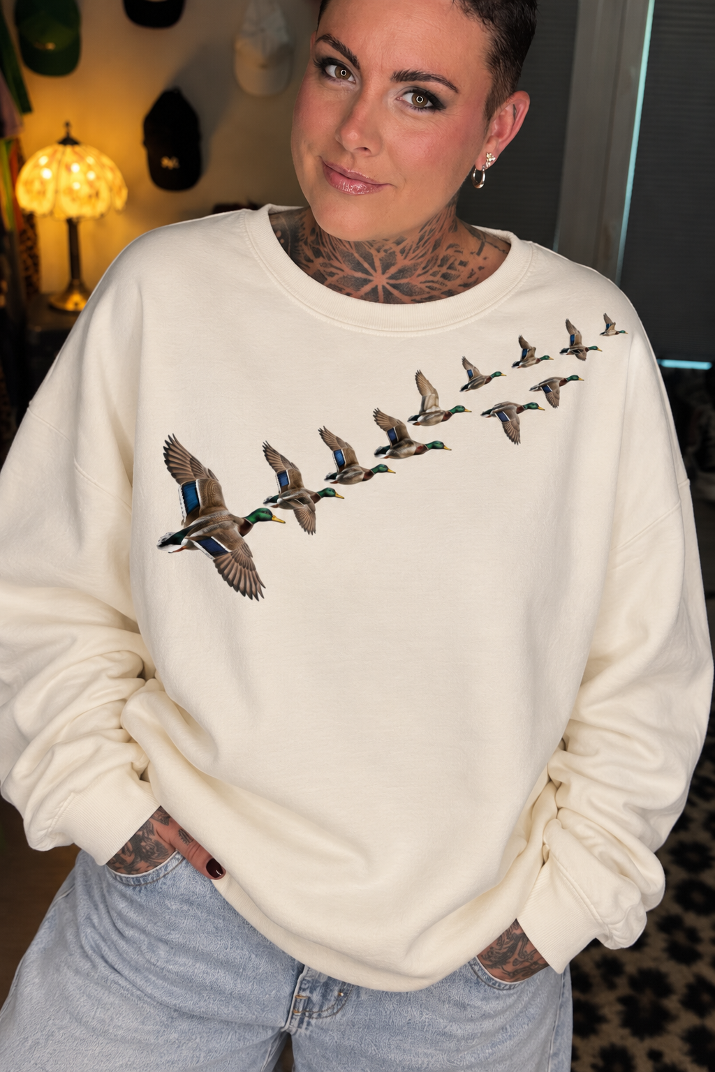 Premium Sweater white Sand „Ducks“