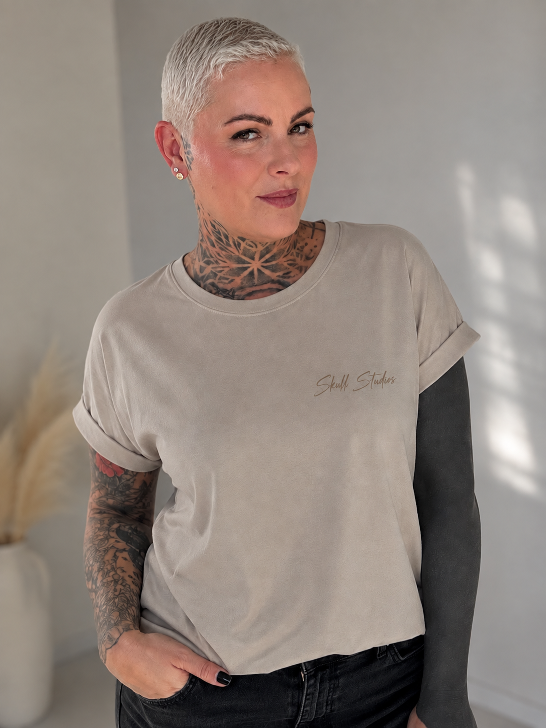 „SkullStudios" Slub-Tee Pale olive
