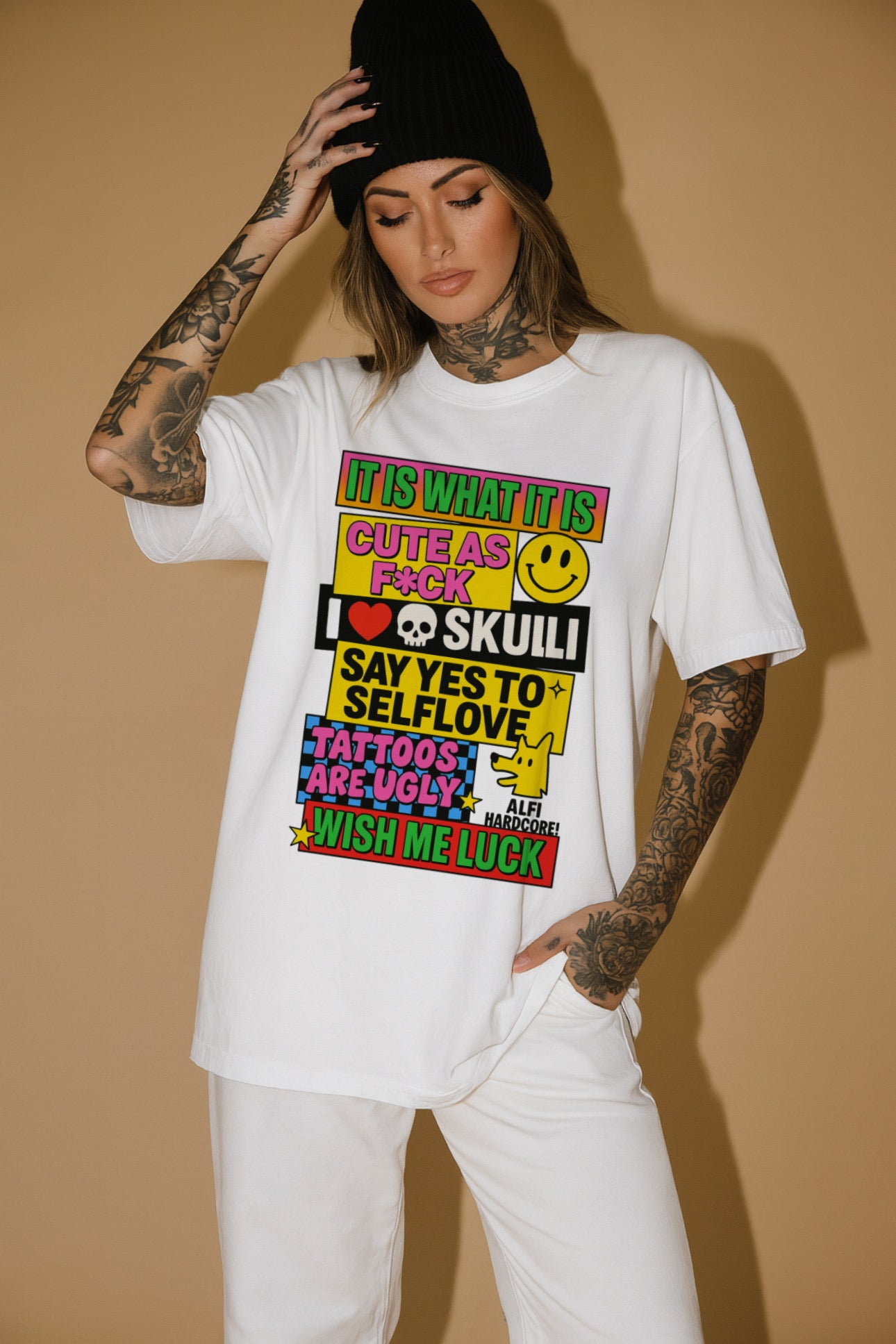 ZarahSkull Oversize Shirt WHITE "Y2K Zarah Skull"