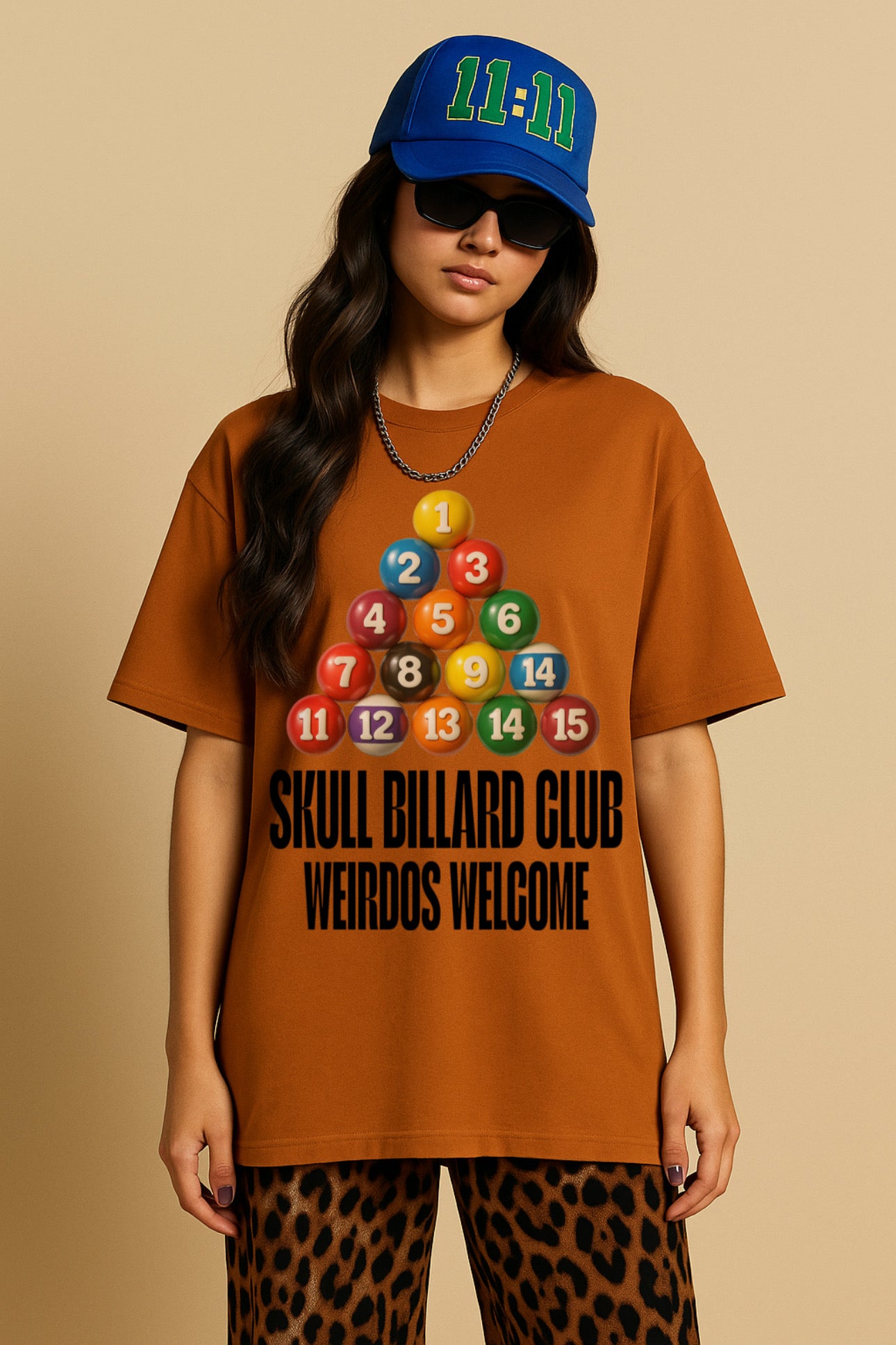 ZarahSkull Oversize Shirt Toffee "Skull Billard Club"