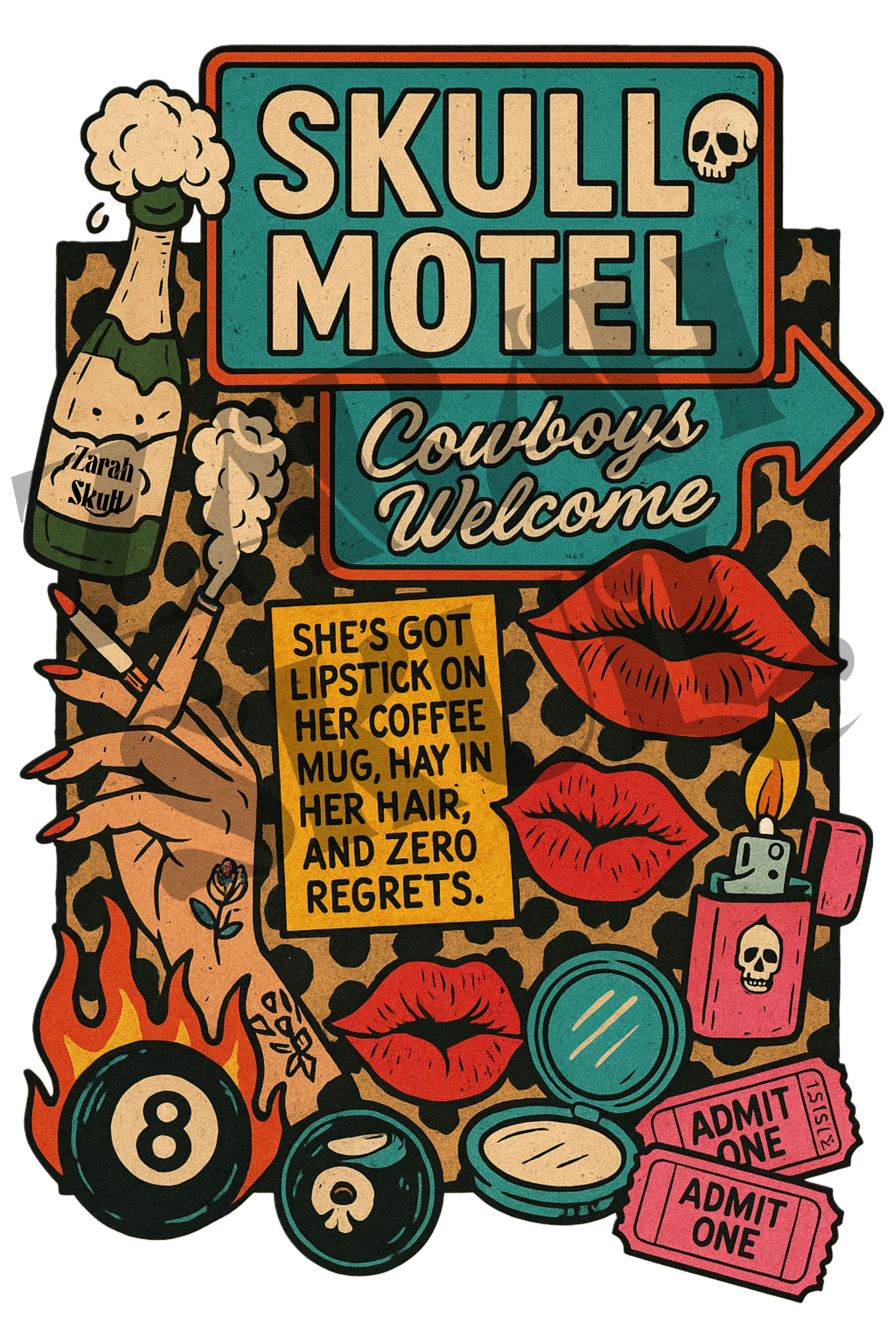 „ZarahSkull" Sweater Navy blau "Skull Motel"