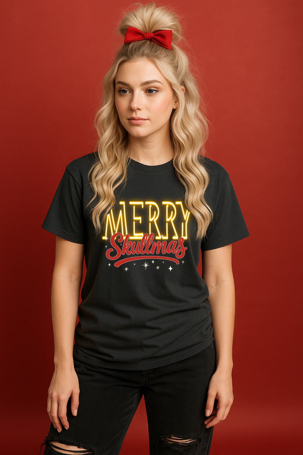 ZarahSkull Shirt asphalt"Merry Skullmas"