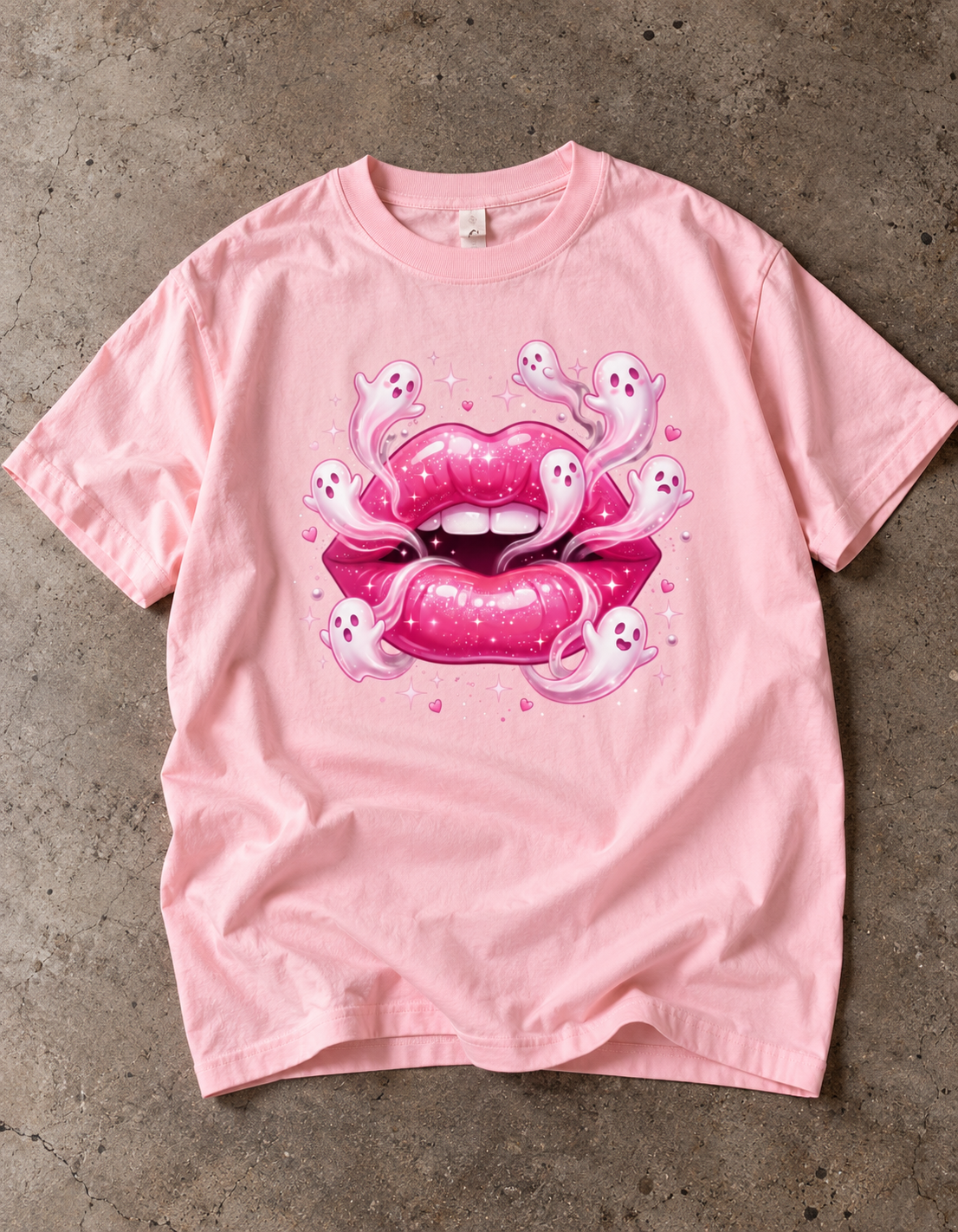 Shirt medium pink "Kiss ghost“
