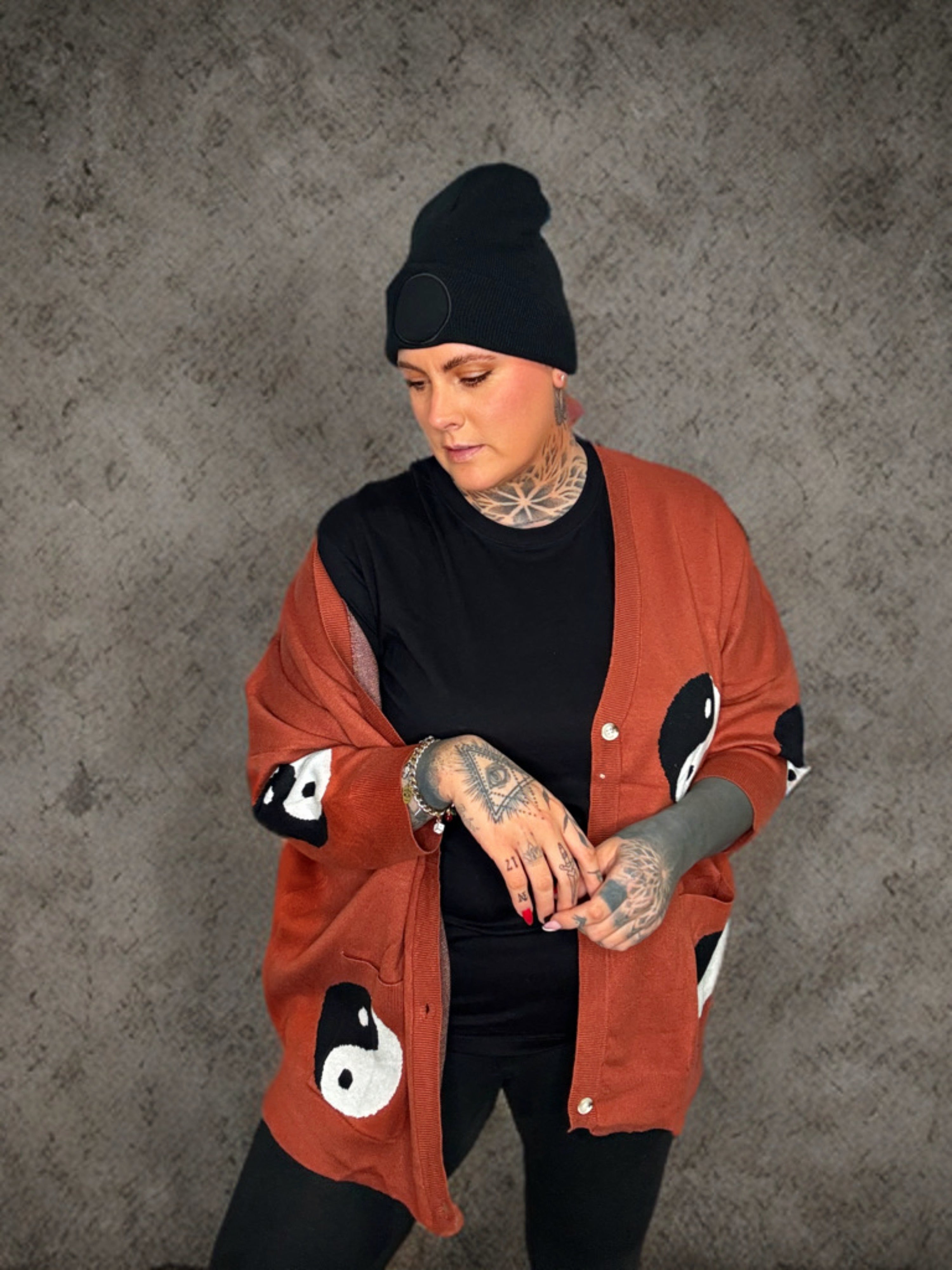 ZarahSkull" Cardigan braun Ying-Yang