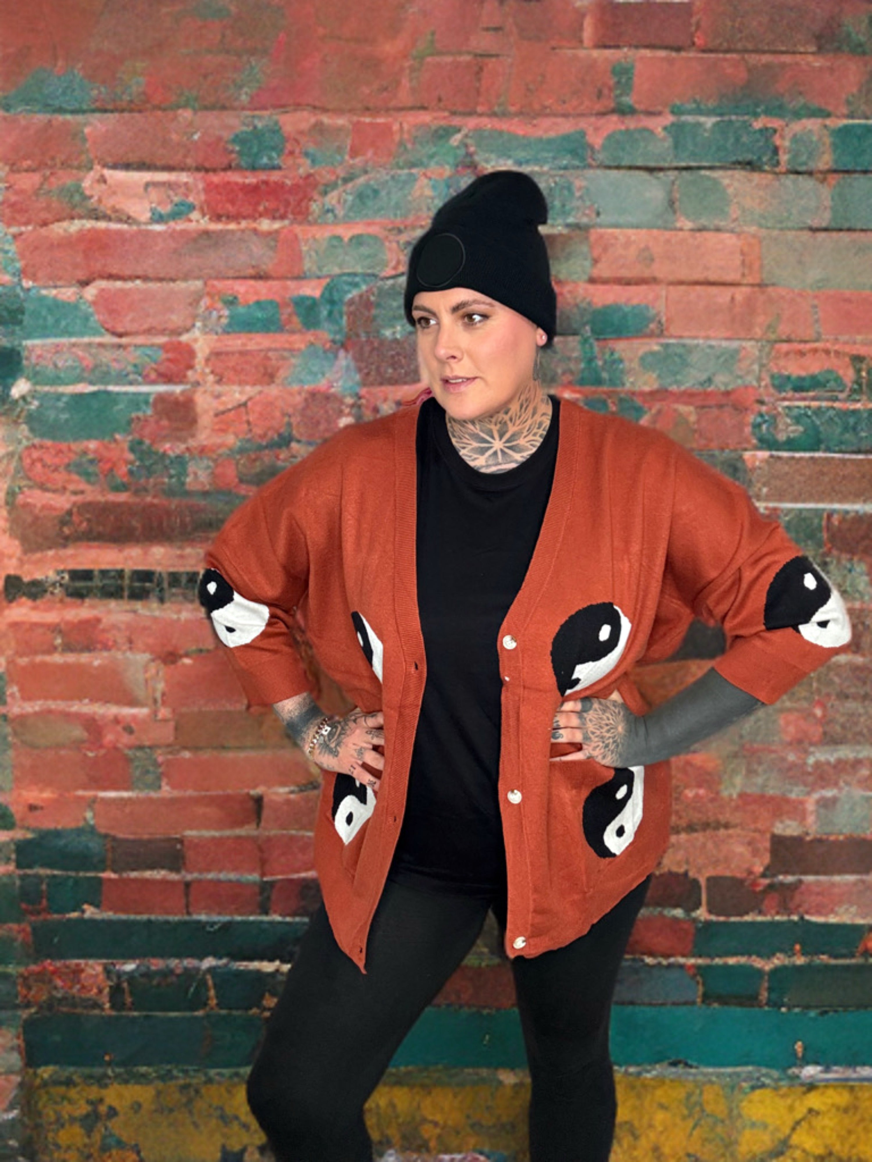 ZarahSkull" Cardigan braun Ying-Yang