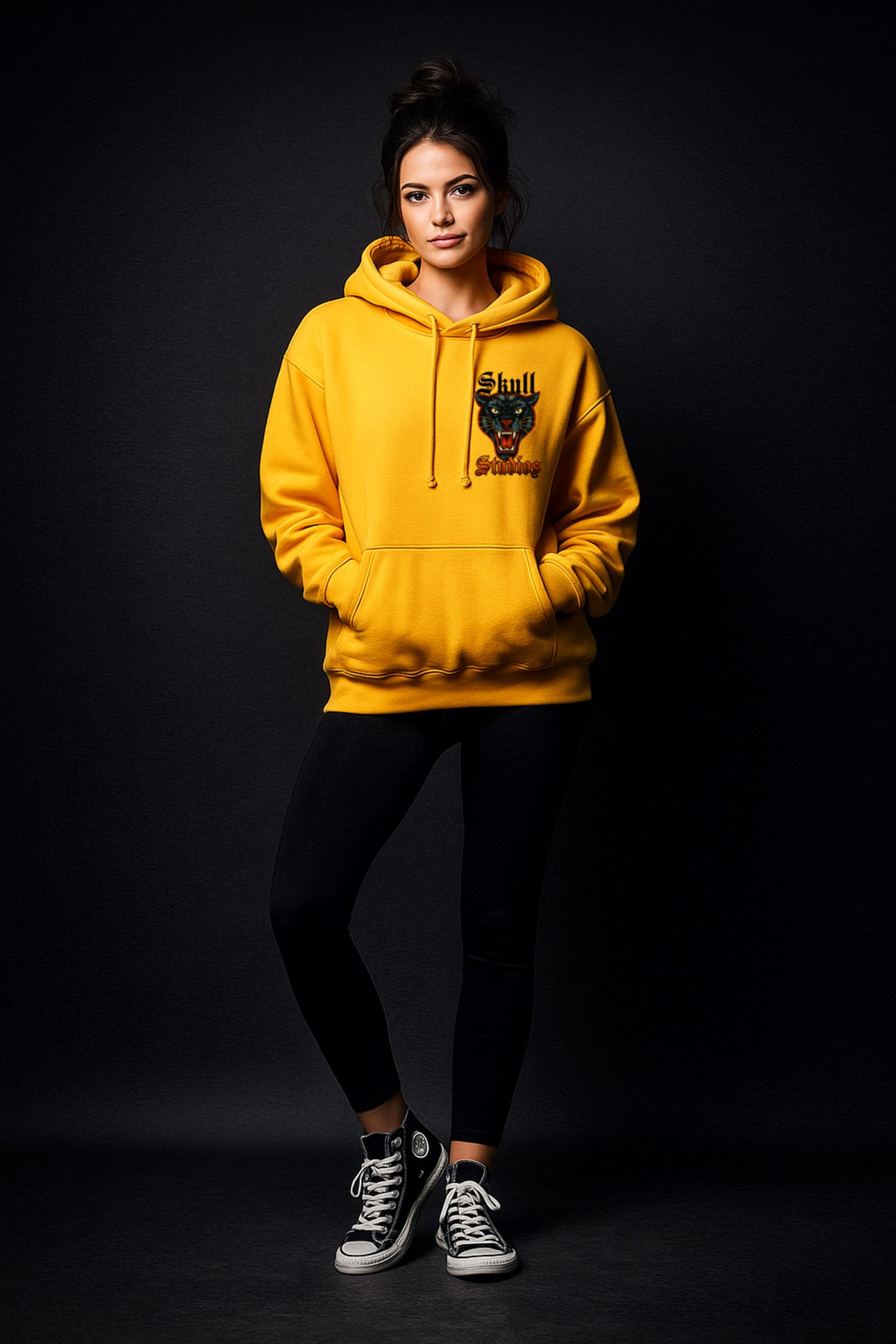 „ZarahSkull" Hoodie Gold yellow "Skull Studios Panther"