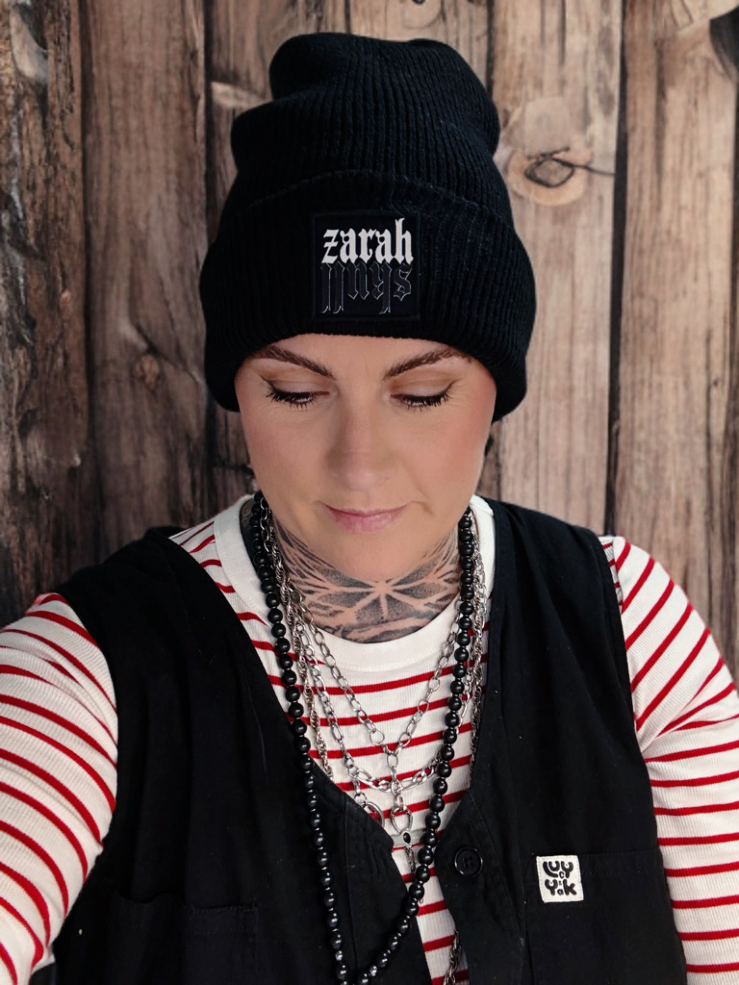 „ZarahSkull"- Cuffed Beanie Black „Zarah Skull Rock“