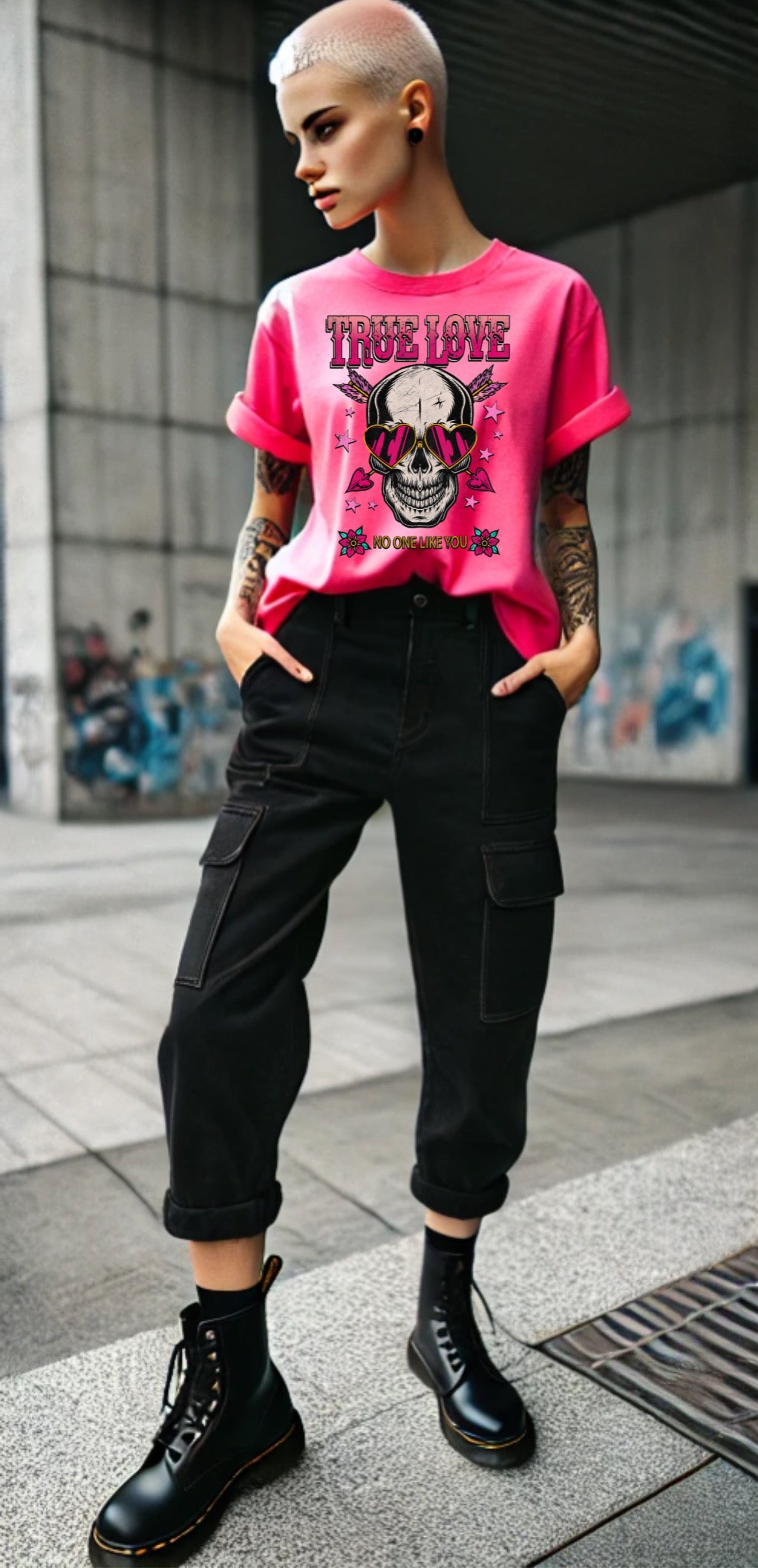 ZarahSkull Shirt PINK "TRUE LOVE“