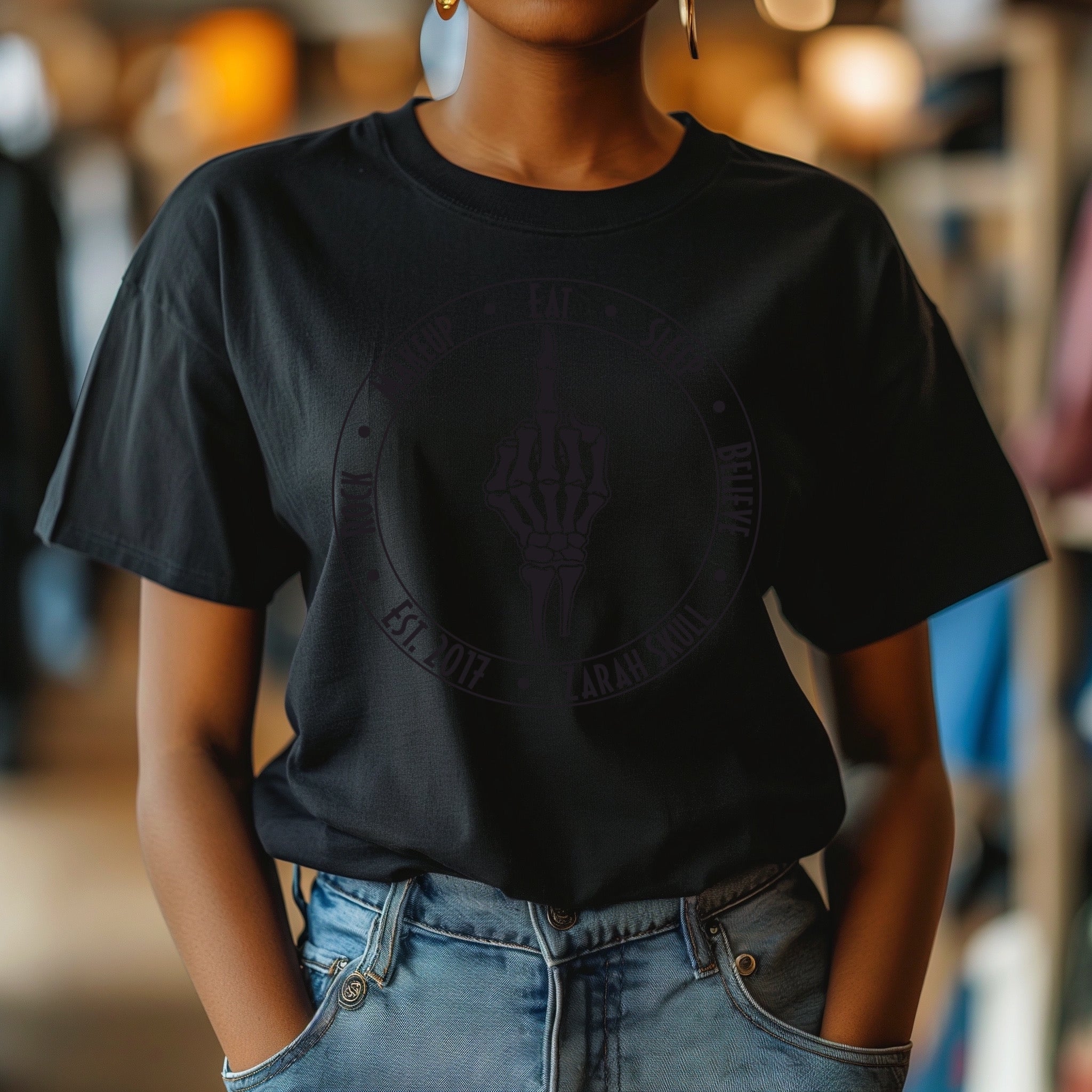 "ZarahSkull" Shirt BLACK "Mittelfinger"