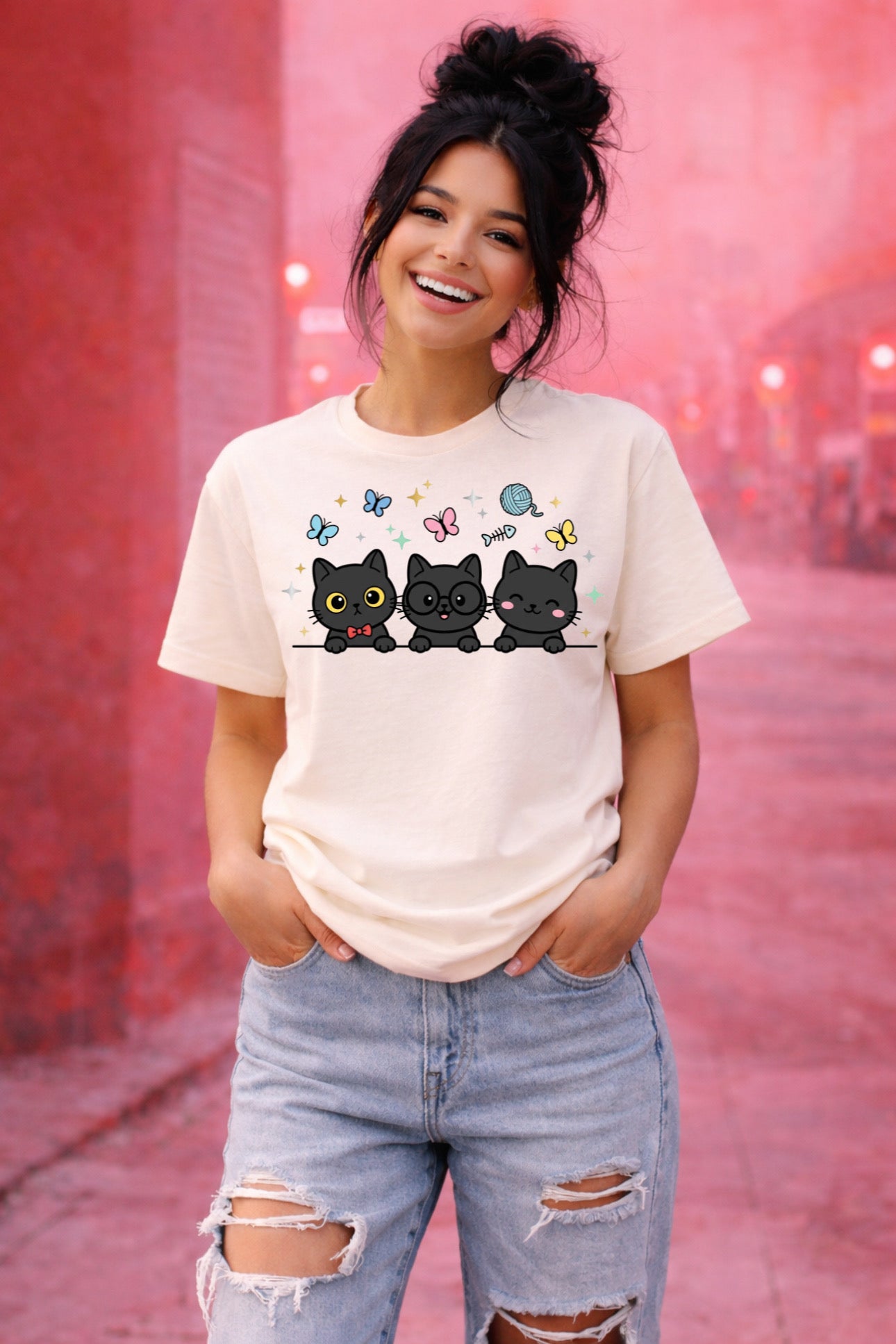 ZarahSkull Shirt sand "cute Kitty"