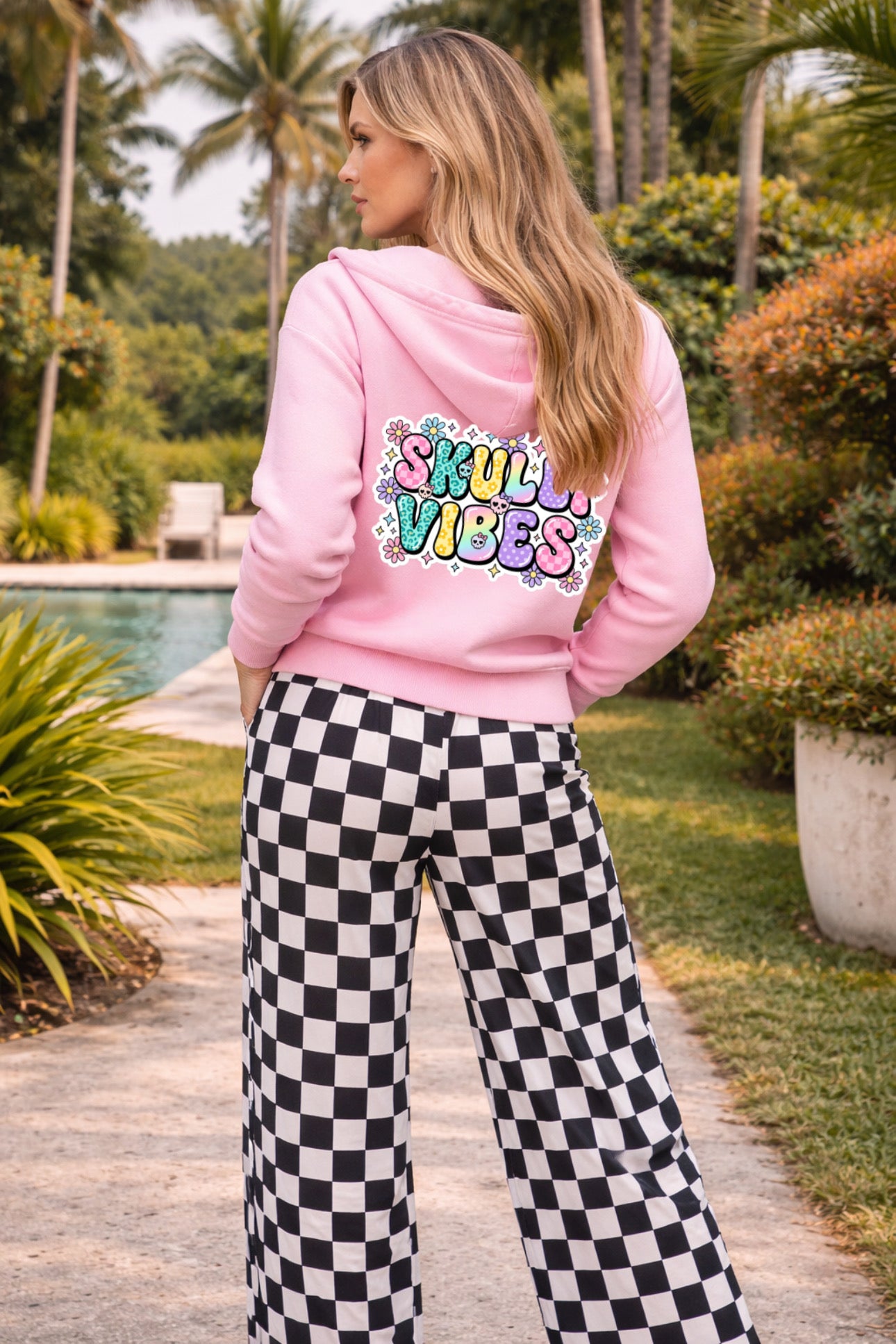 ZarahSkull" Sweatjacke rosa „Skulli vibes inflated“