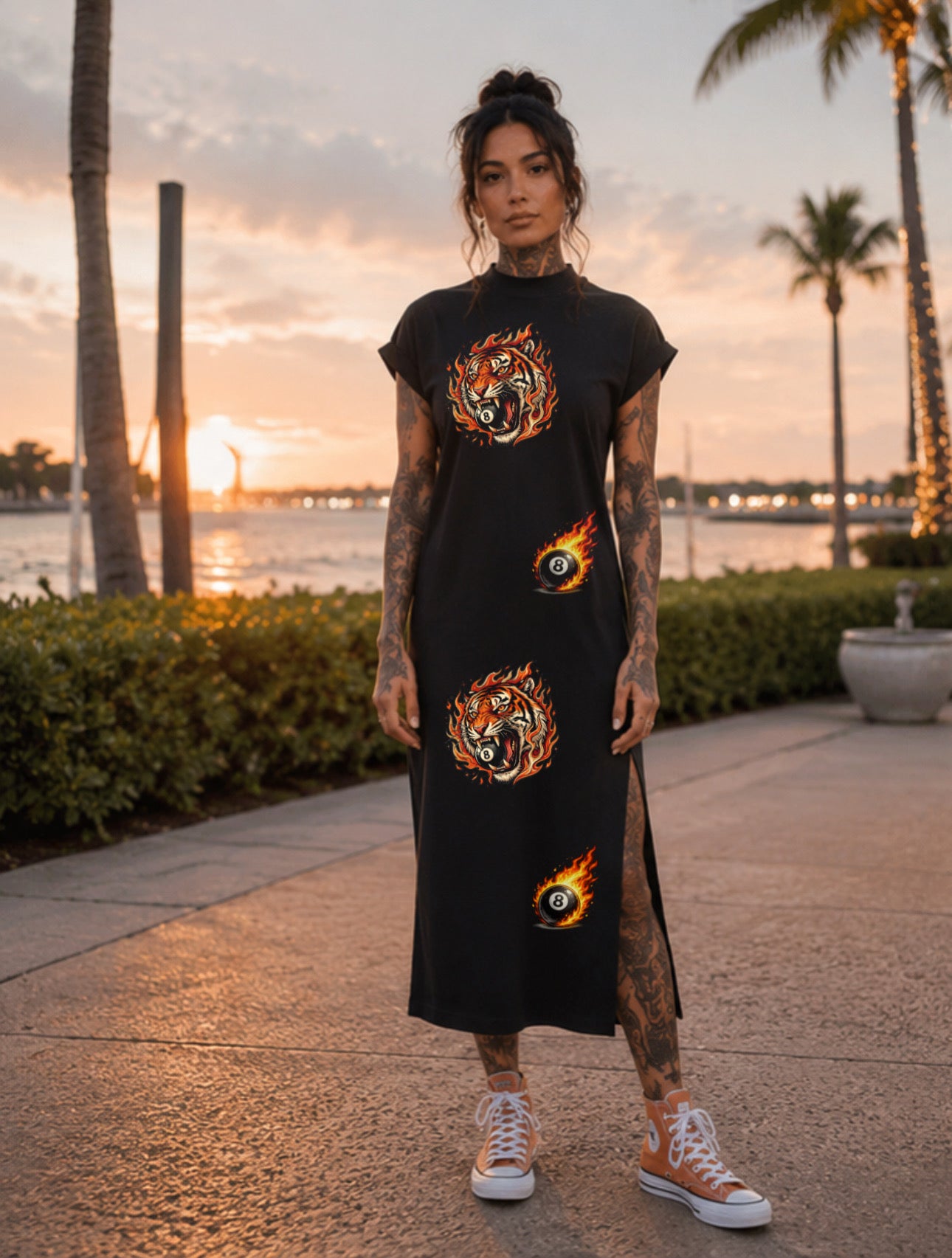 Zarah Skull Long Dress black „Tiger“