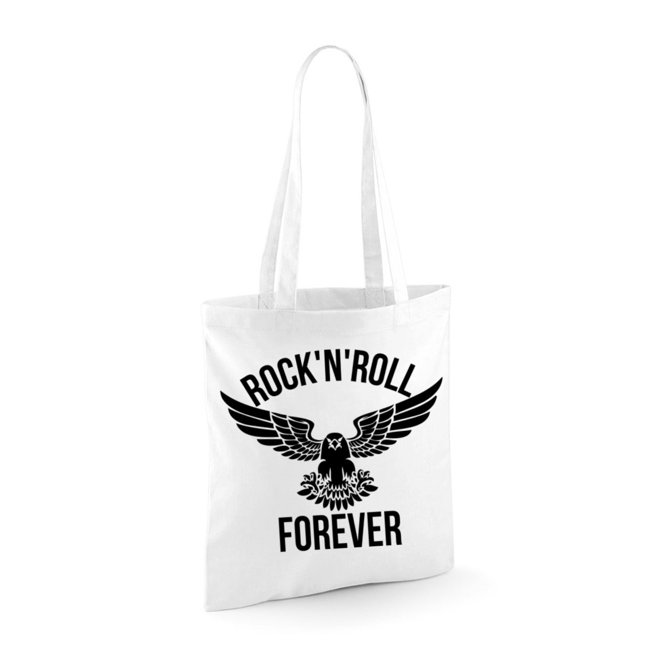 ZarahSkull Baumwolltasche Henkel lang white "Rocknroll Forever"