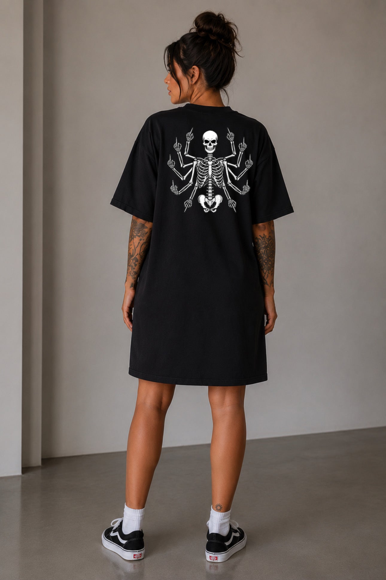 ZarahSkull Oversized Dress black „Skeleton MF“