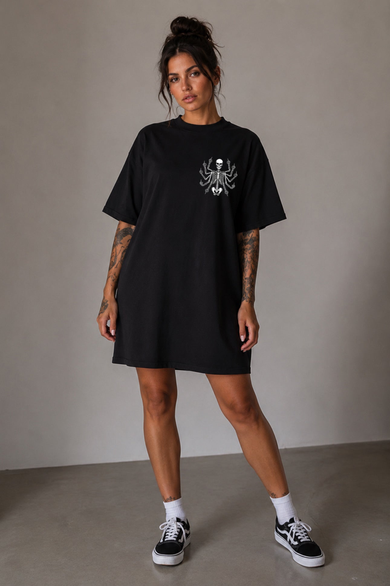 ZarahSkull Oversized Dress black „Skeleton MF“
