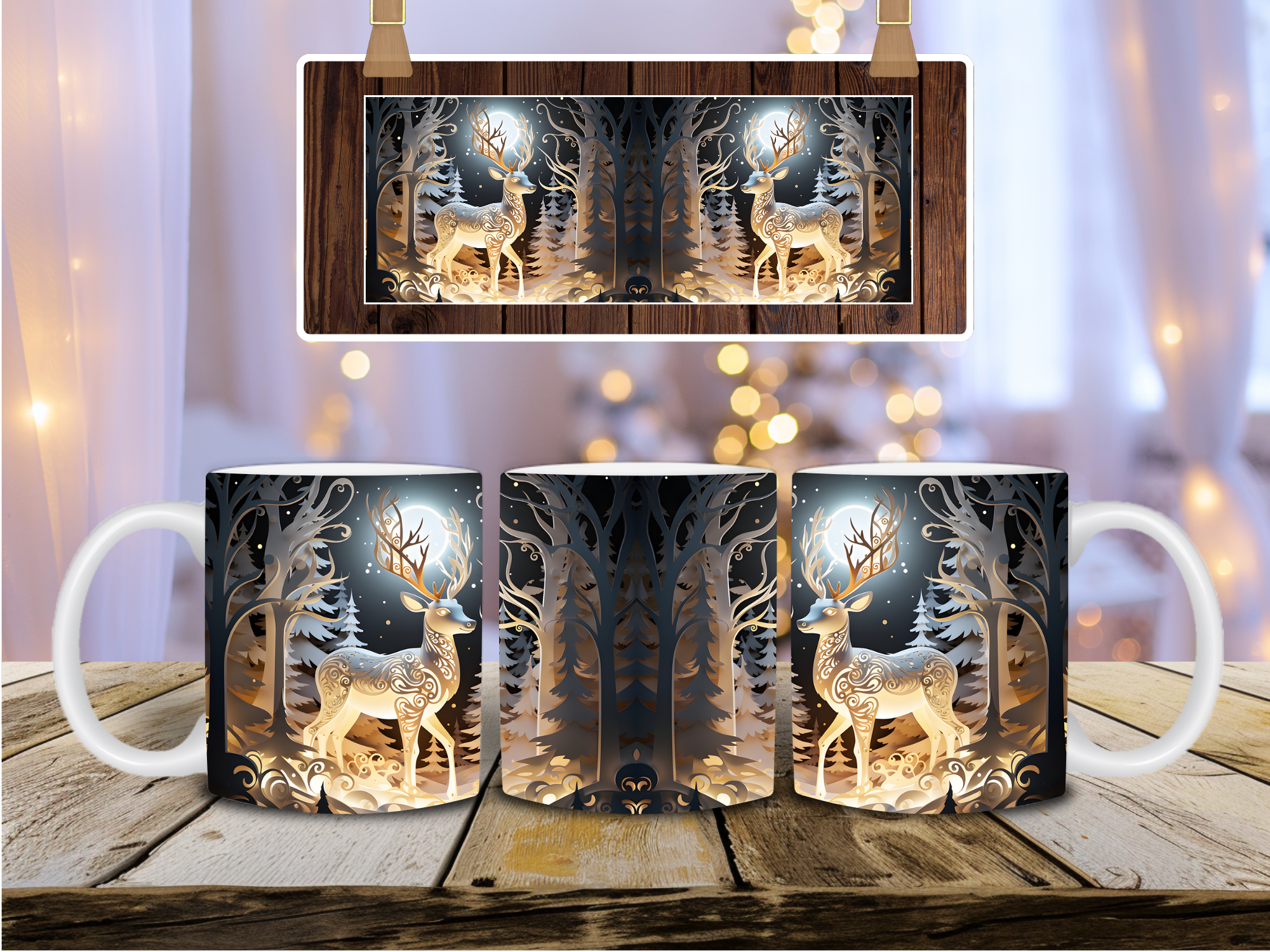 „ZarahSkull" Tasse „Leuchtendes Rentier"
