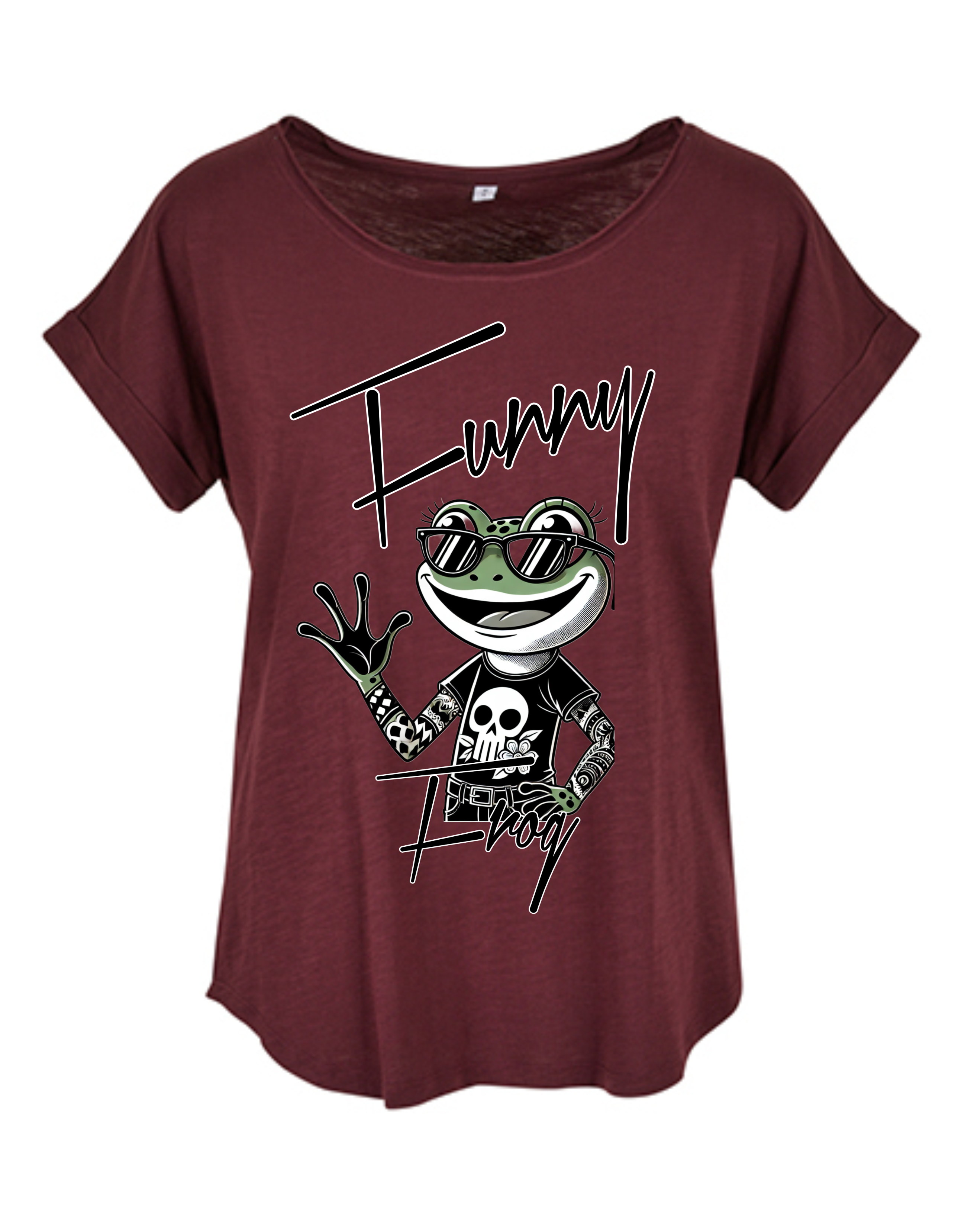ZarahSkull Slub Shirt cherry "Funny Frog"