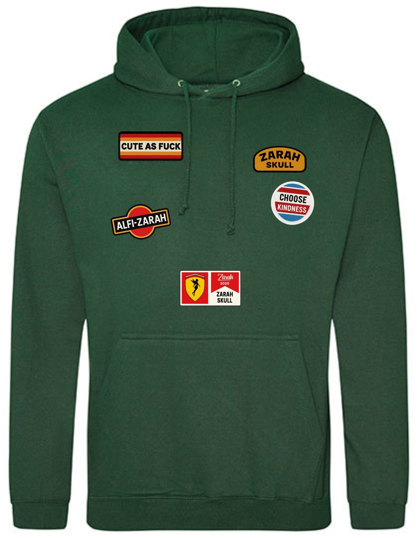 „ZarahSkull" Hoodie bottle green "Patch"