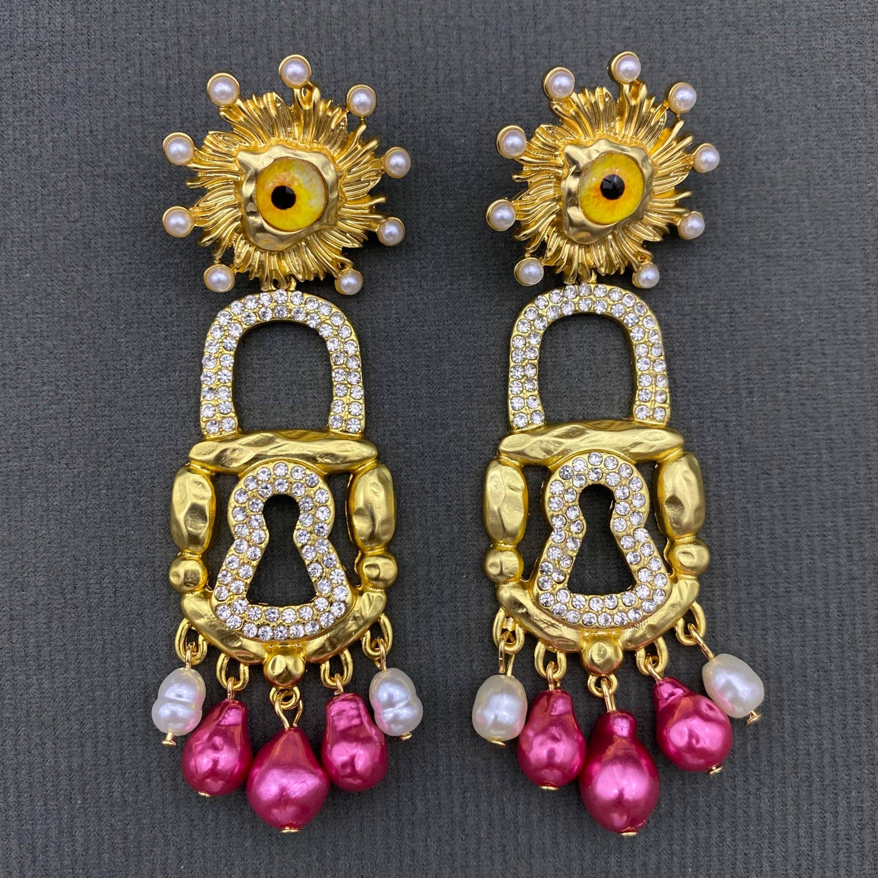 Vintage Strass-Schlüsselloch-Hängeaugen-Steckerohrringe