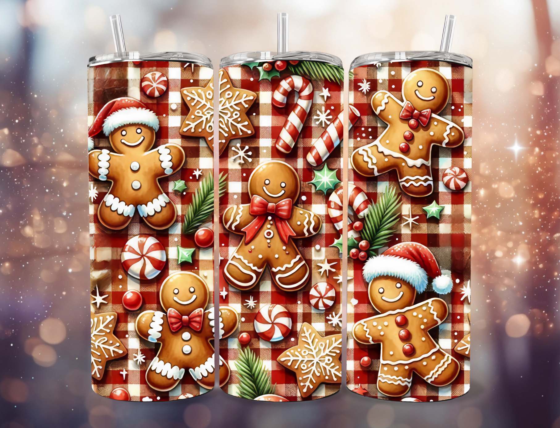 ZarahSkull Tumbler "Gingerbread Checkered"