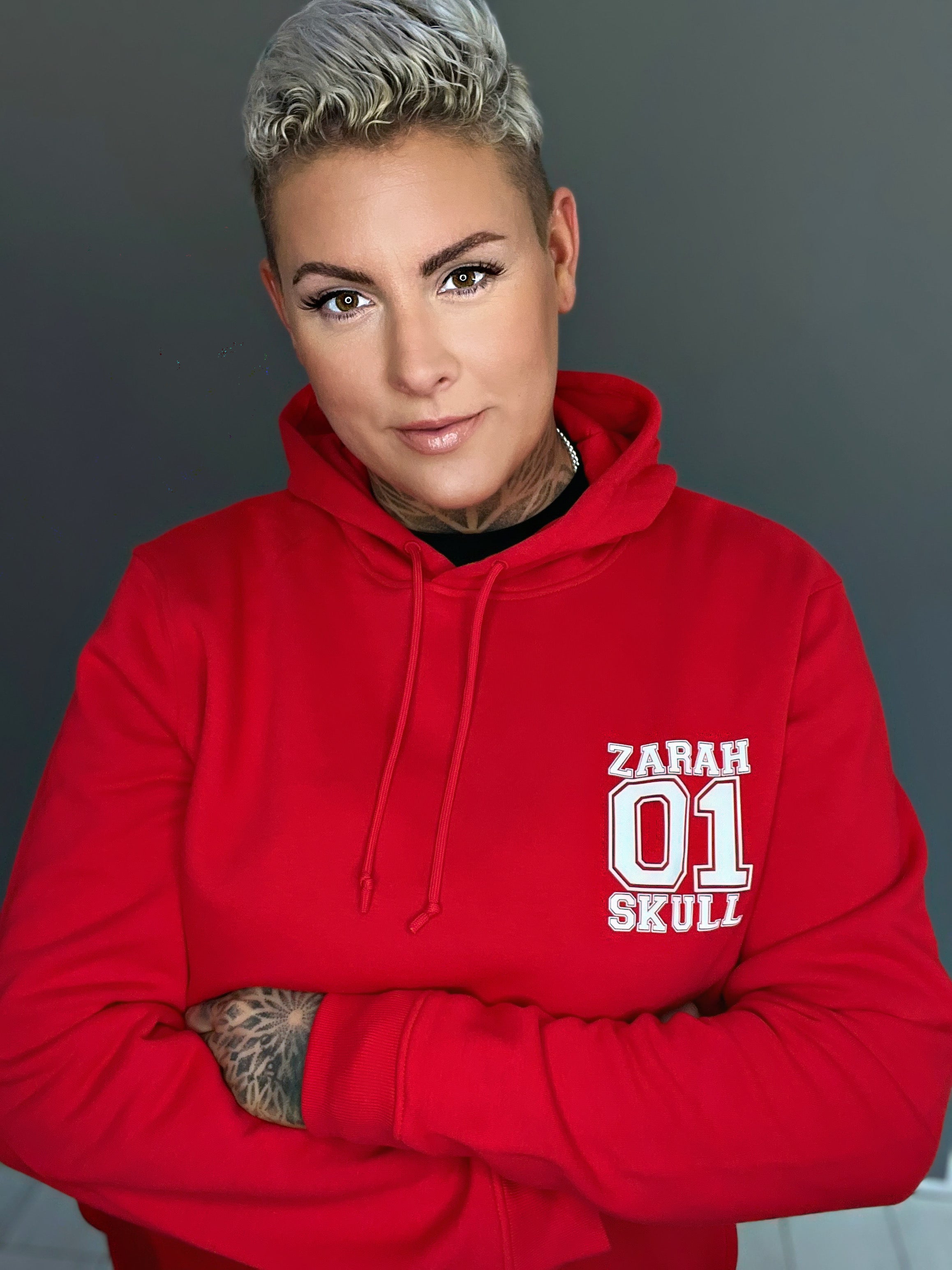 "ZarahSkull" Hoodie "01" RED