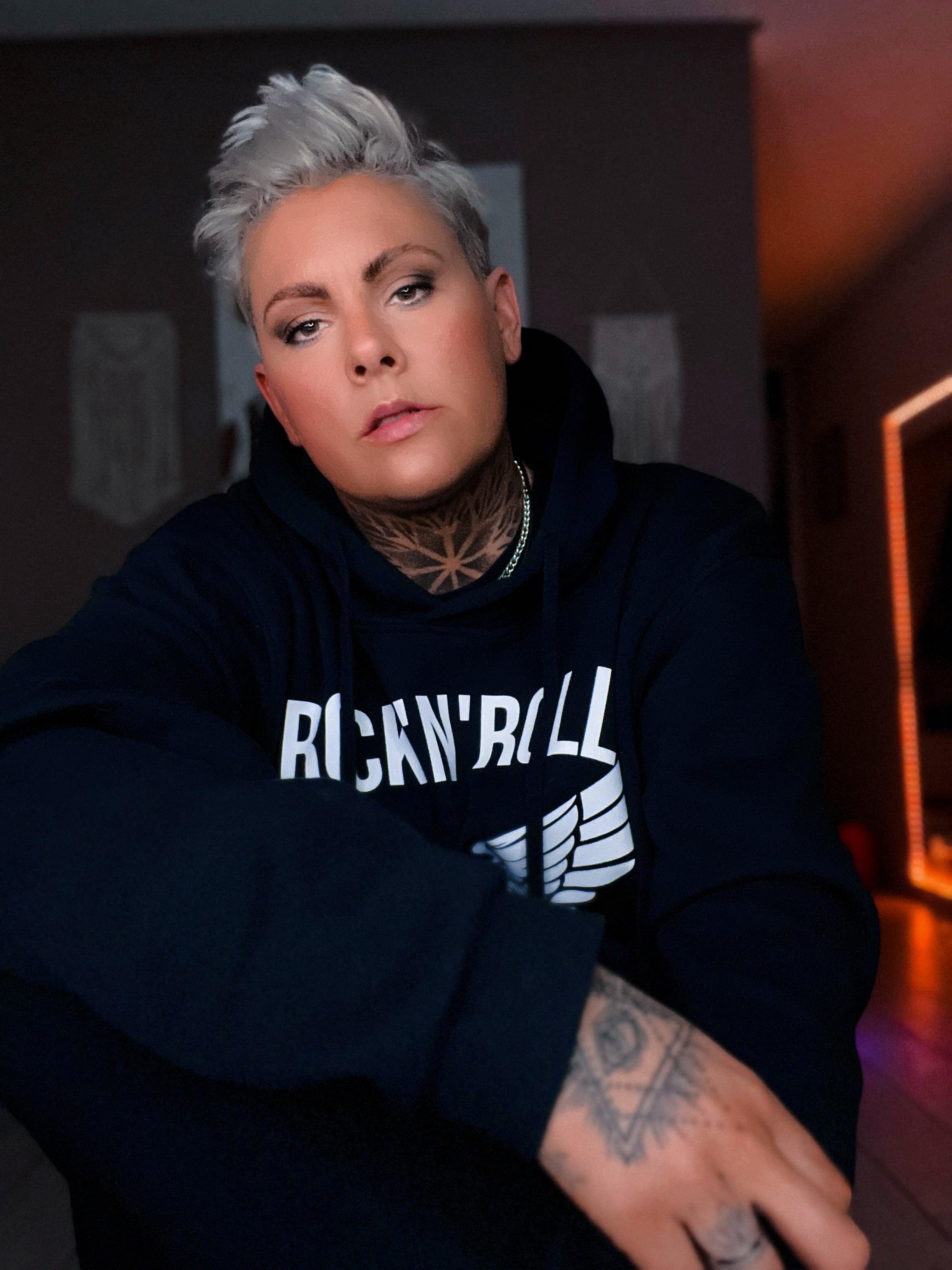 ZarahSkull" Hoodie BLACK "ROCKNROLL FOREVER"