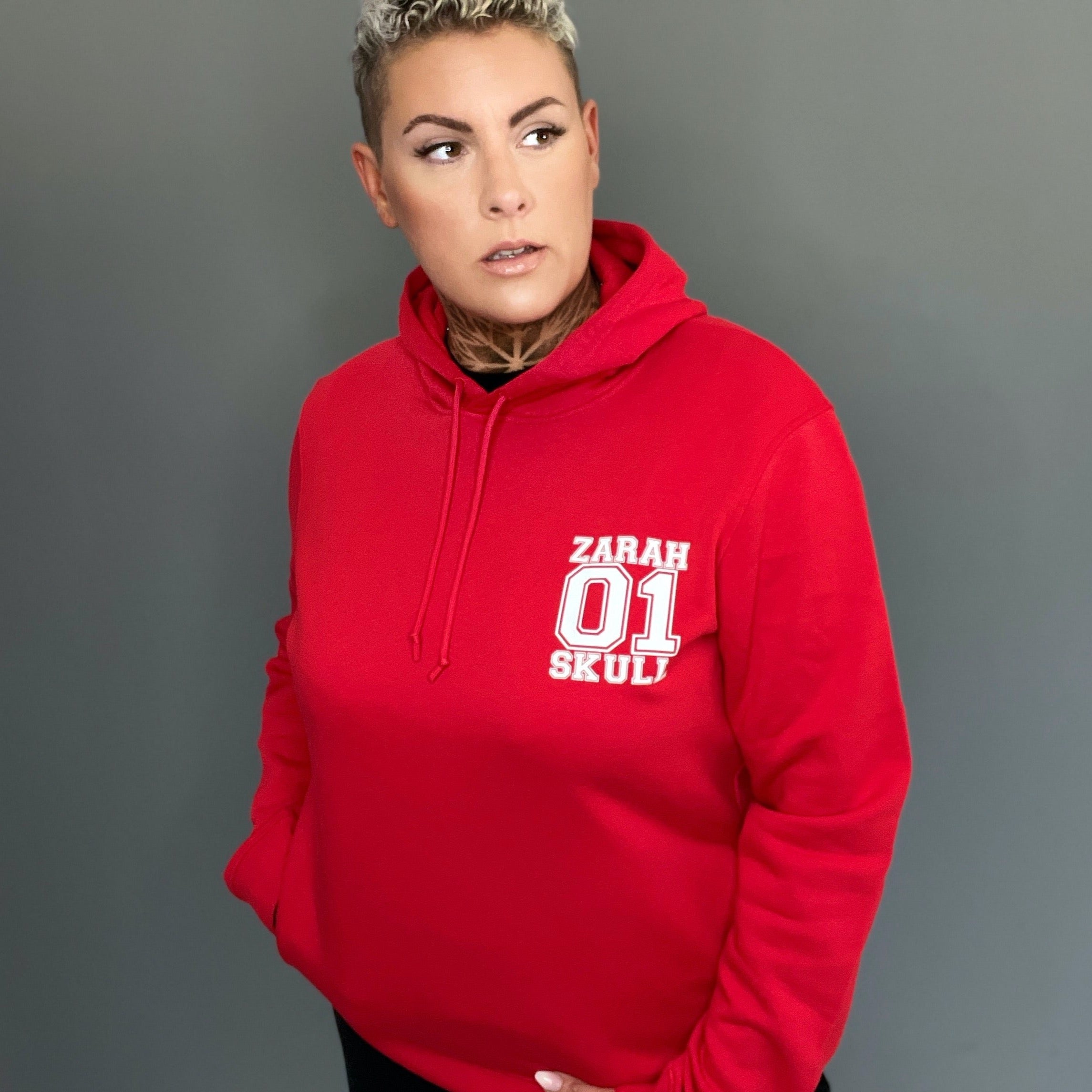 "ZarahSkull" Hoodie "01" RED