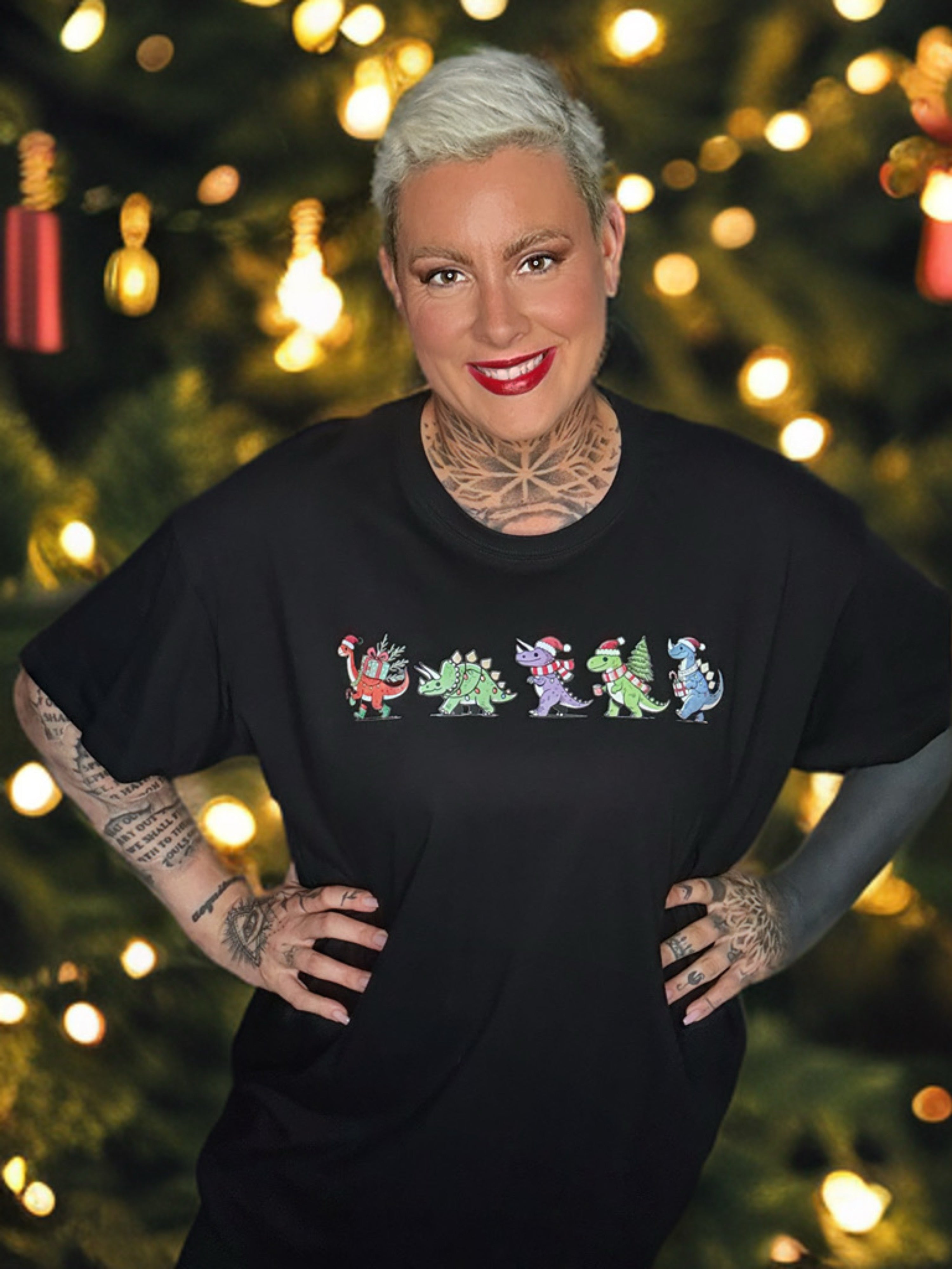 „ZarahSkull" Shirt black „Dino Christmas"