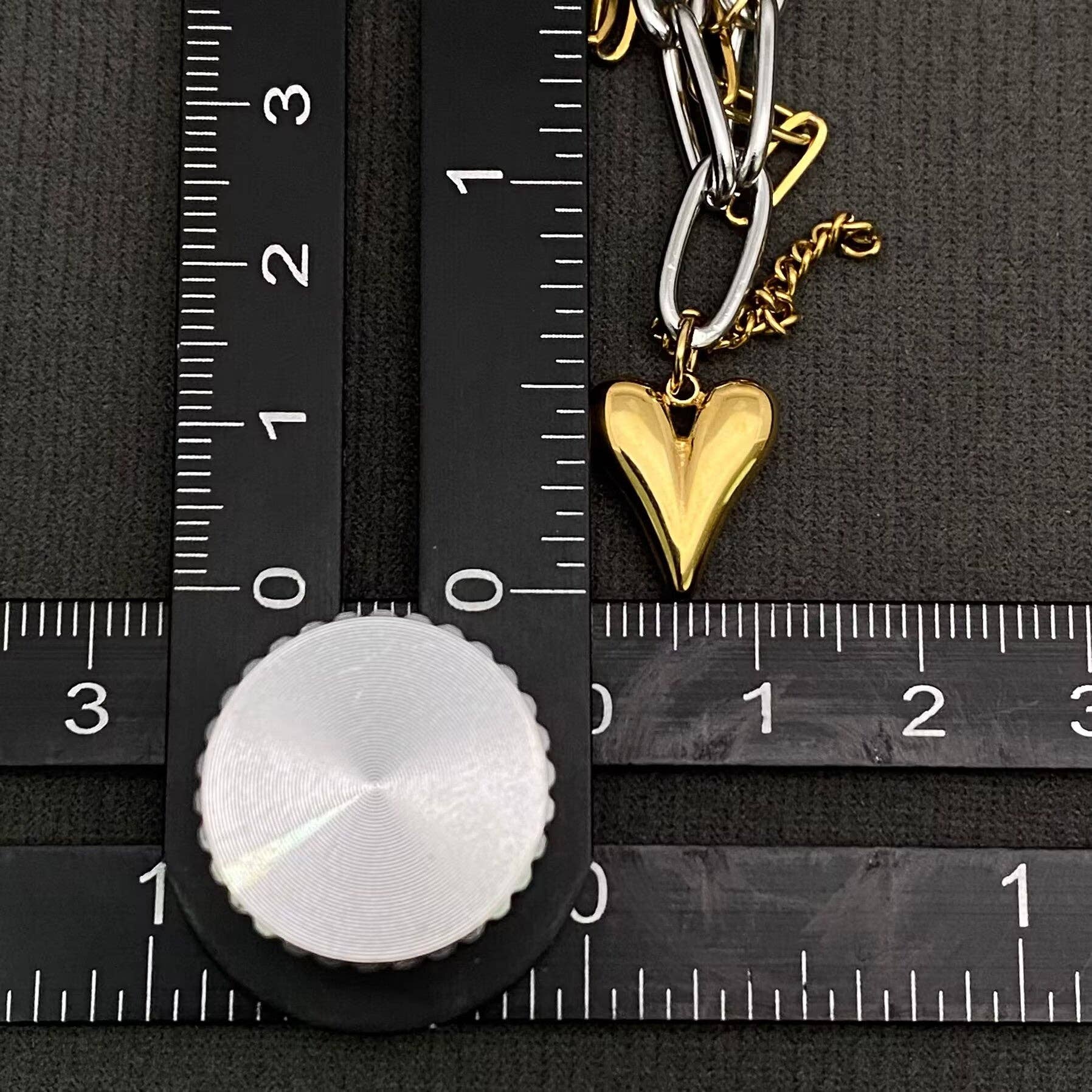 18K vergoldetes Edelstahl Herz Charm Zweifarbiges Armband