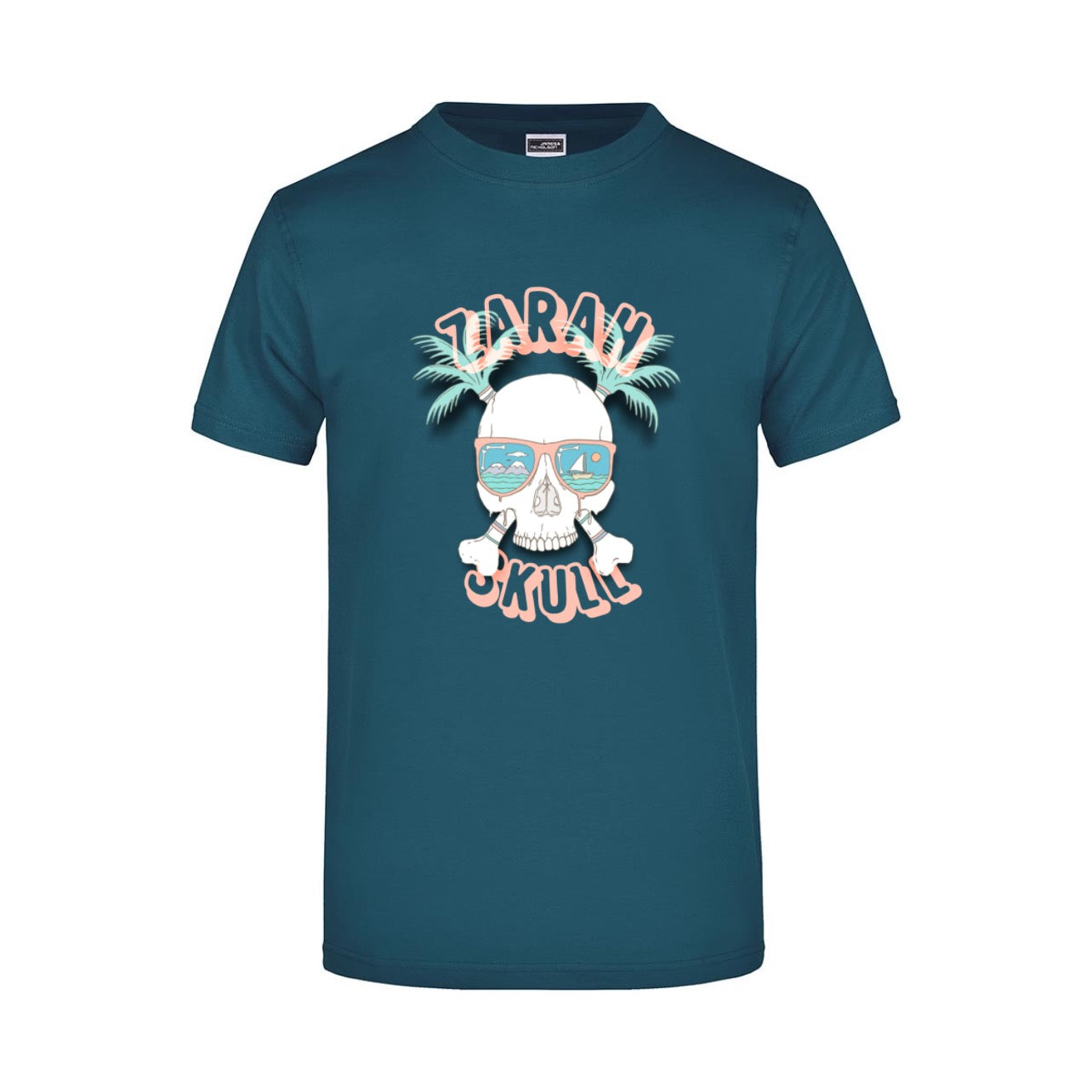 ZarahSkull Shirt petrol "Summer Skull “