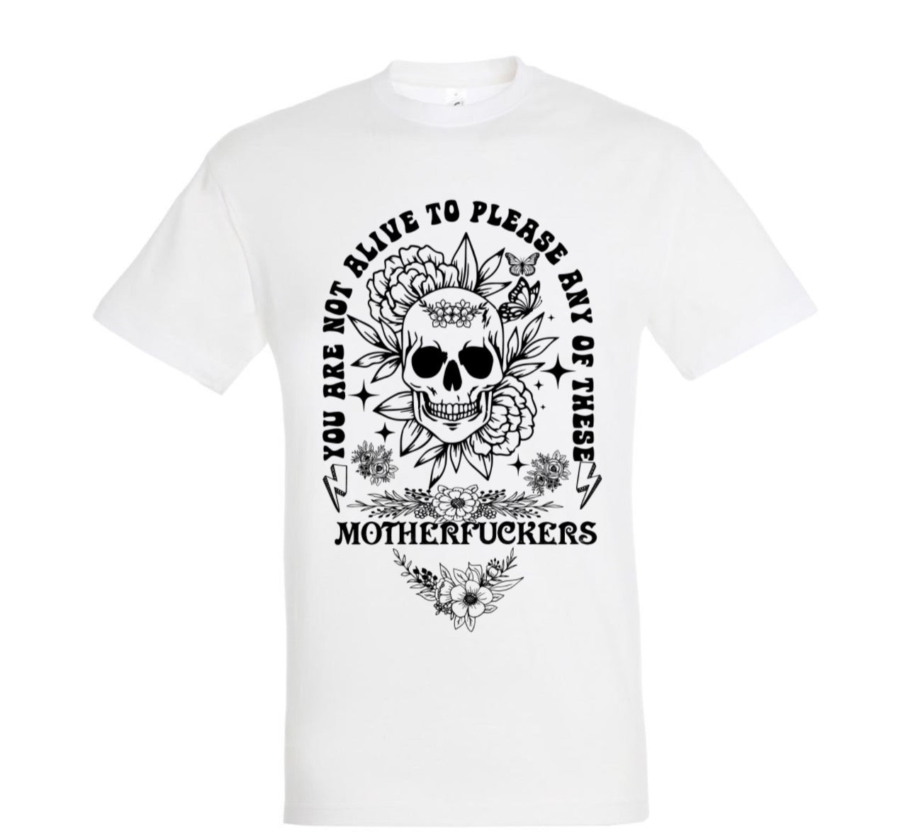ZarahSkull Shirt white "MOTHERFUCKERS gross “