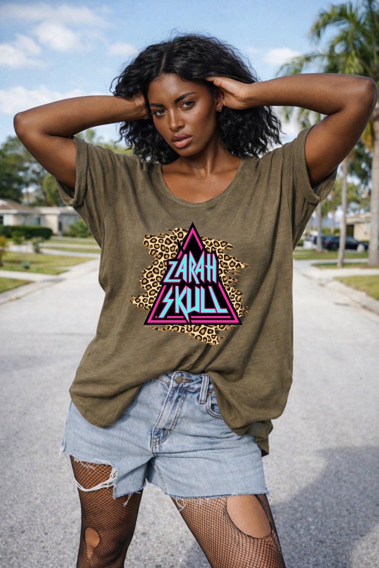 „ZarahSkull" Slub-Tee olive „ZS Triangle"