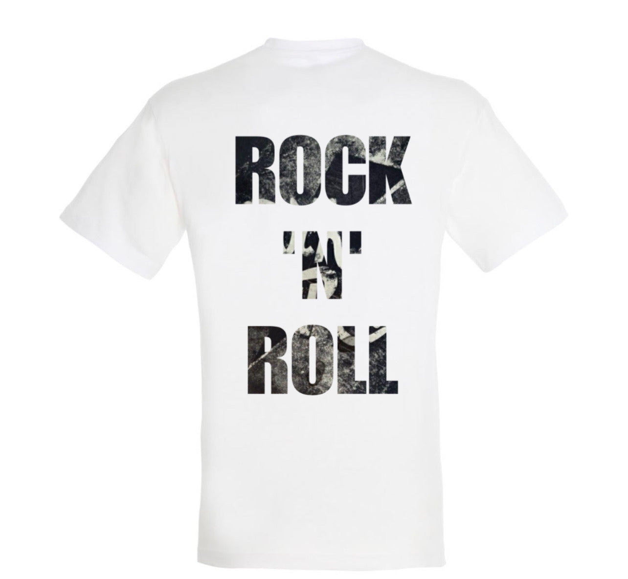 „ZarahSkull" Shirt white „ROCKNROLL-grey“