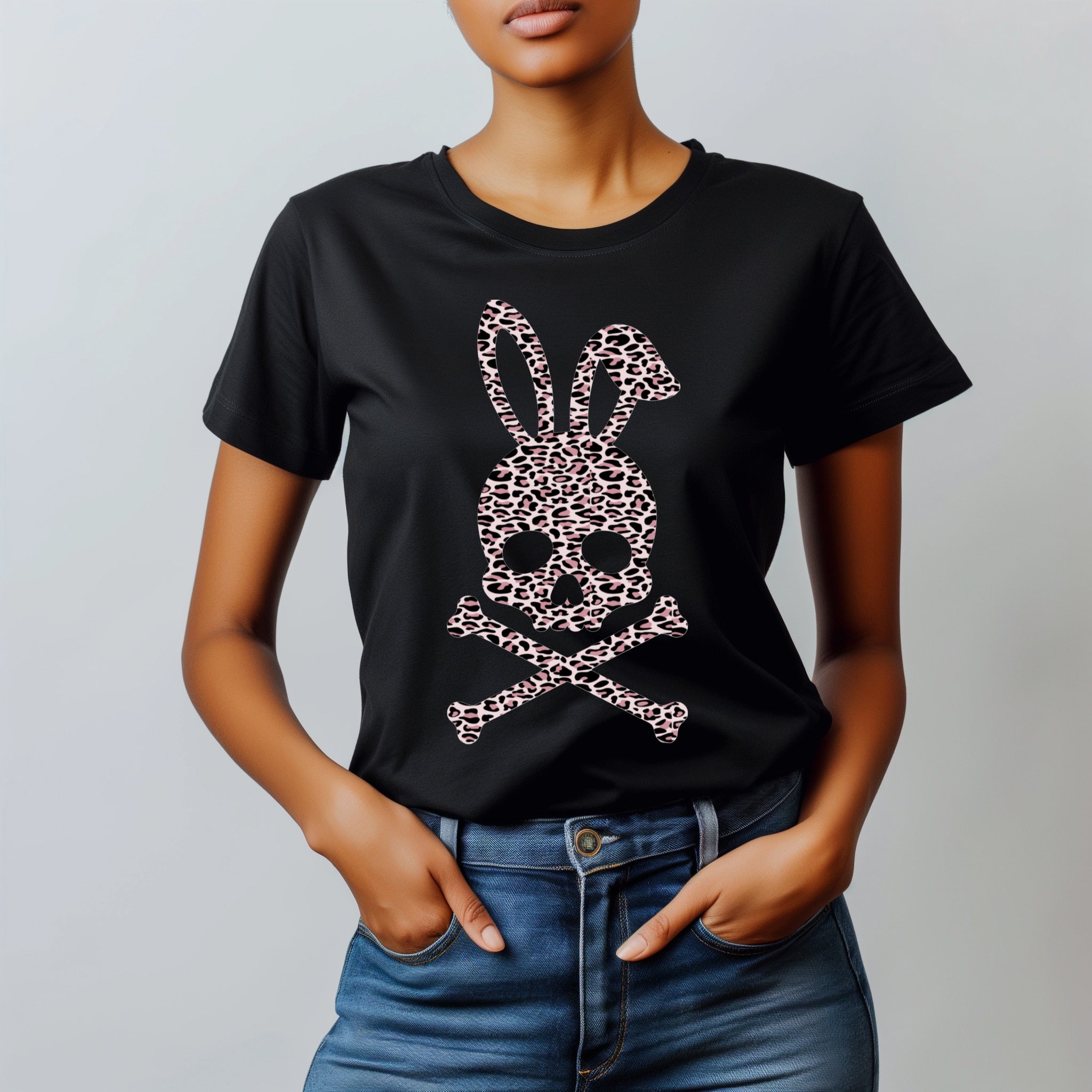 ZarahSkull Shirt black "Bunny Leo rosa"